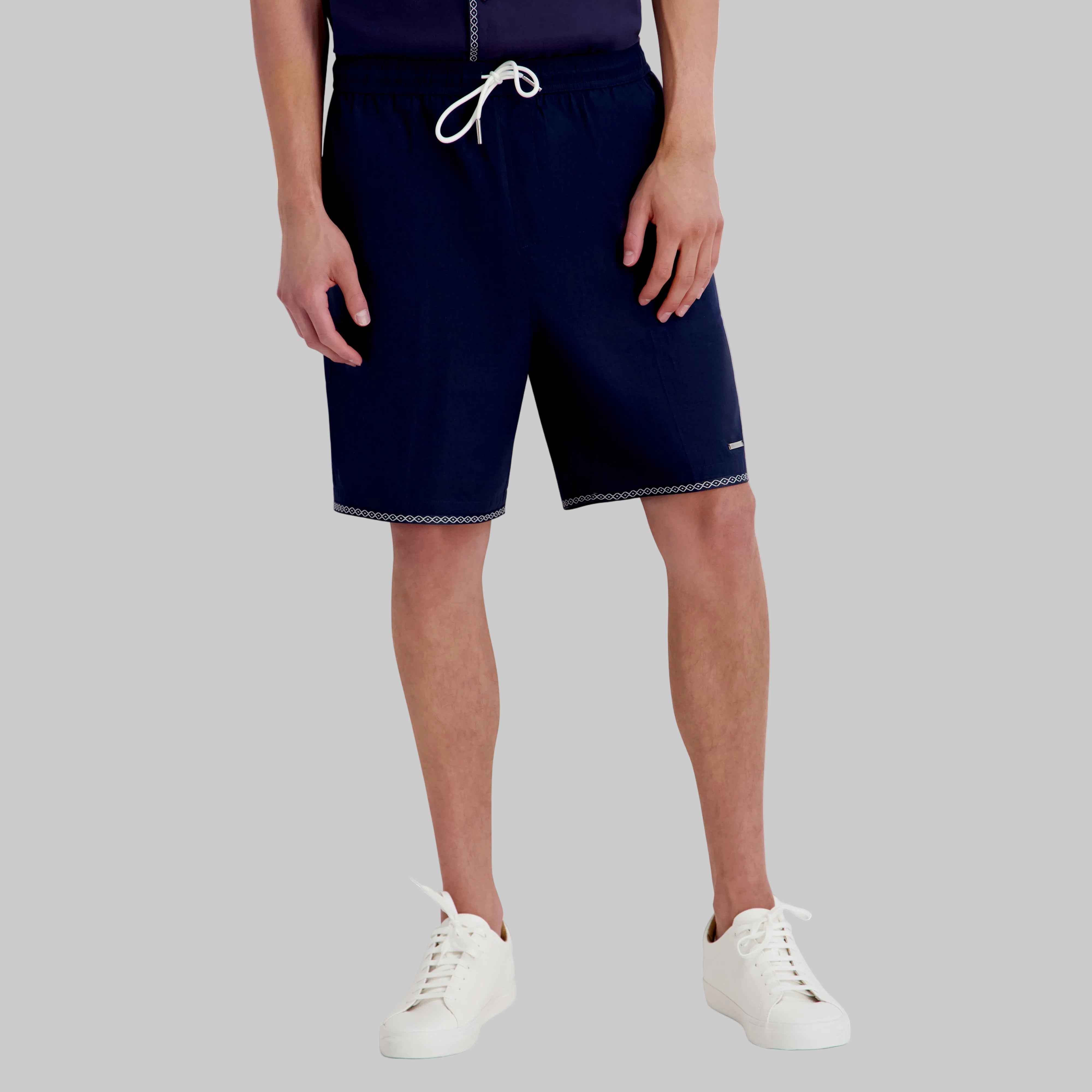 COTTON DRAWSTRING SHORT WITH ABSTRACT PIPING VIEW 1 COTTON DRAWSTRING SHORT WITH ABSTRACT PIPING VIEW 1