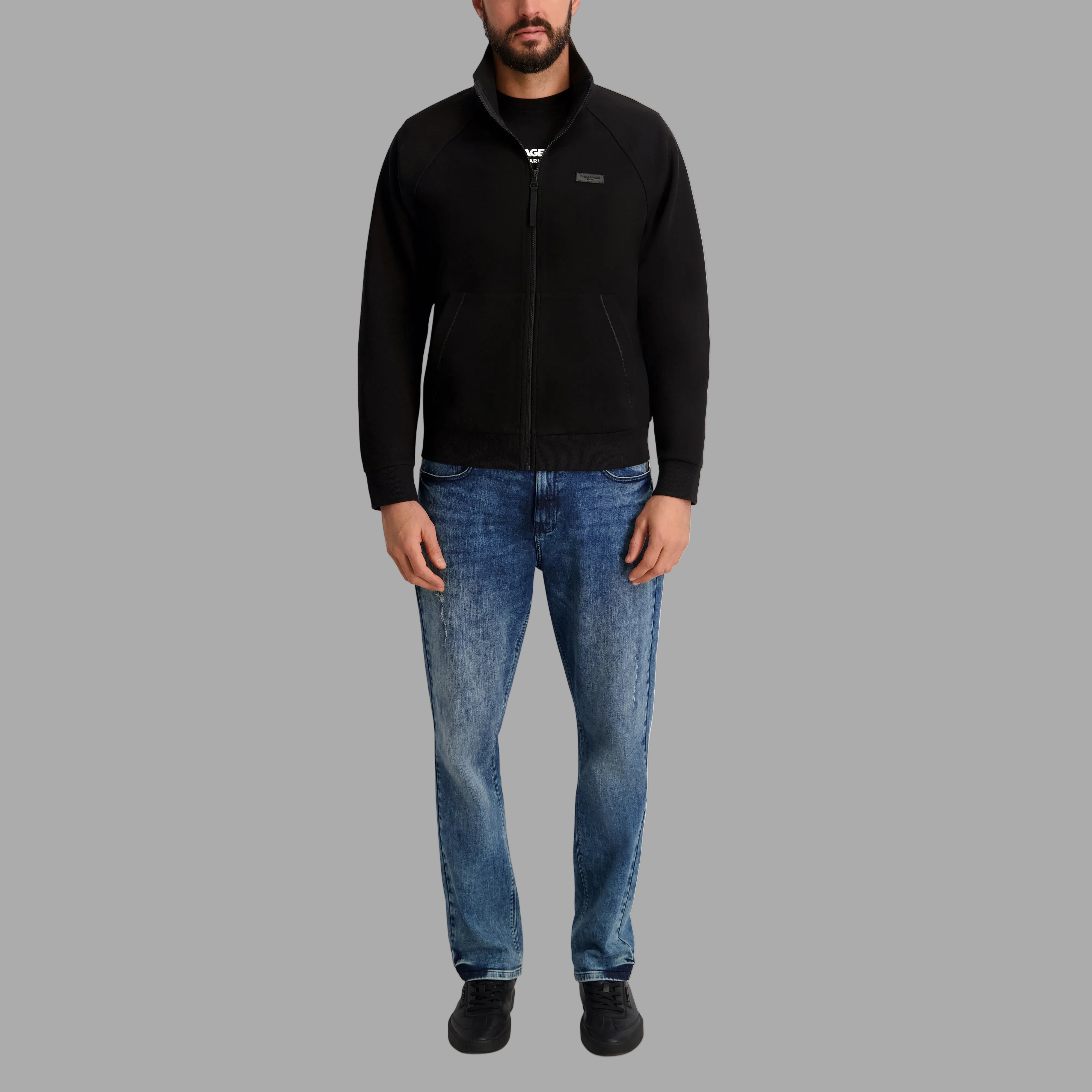 PONTE TRACK JACKET WITH LEATHER LOGO PATCH VIEW 4 | Men's Clothing PONTE TRACK JACKET WITH LEATHER LOGO PATCH VIEW 4 | Men's Clothing