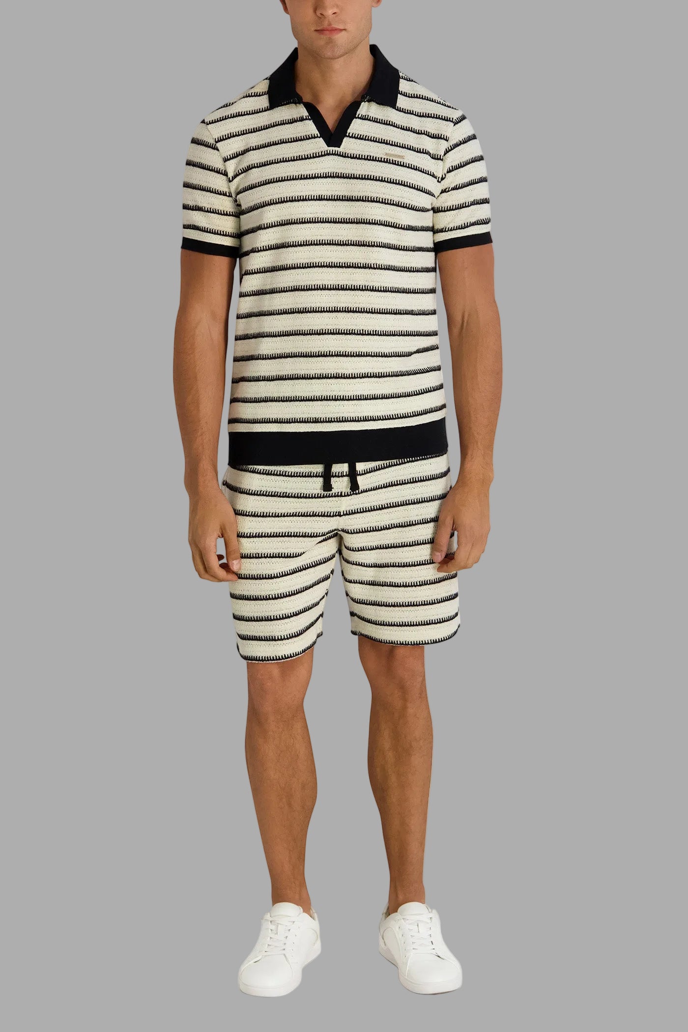 STRIPE KNIT JOHNNY COLLAR POLO VIEW 4 STRIPE KNIT JOHNNY COLLAR POLO VIEW 4