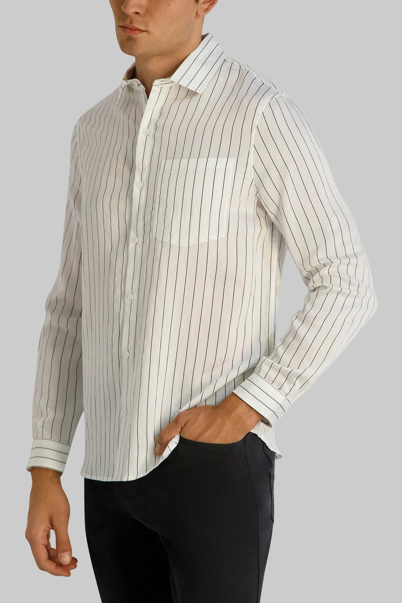 LINEN STRIPE SHIRT VIEW 6 LINEN STRIPE SHIRT VIEW 6