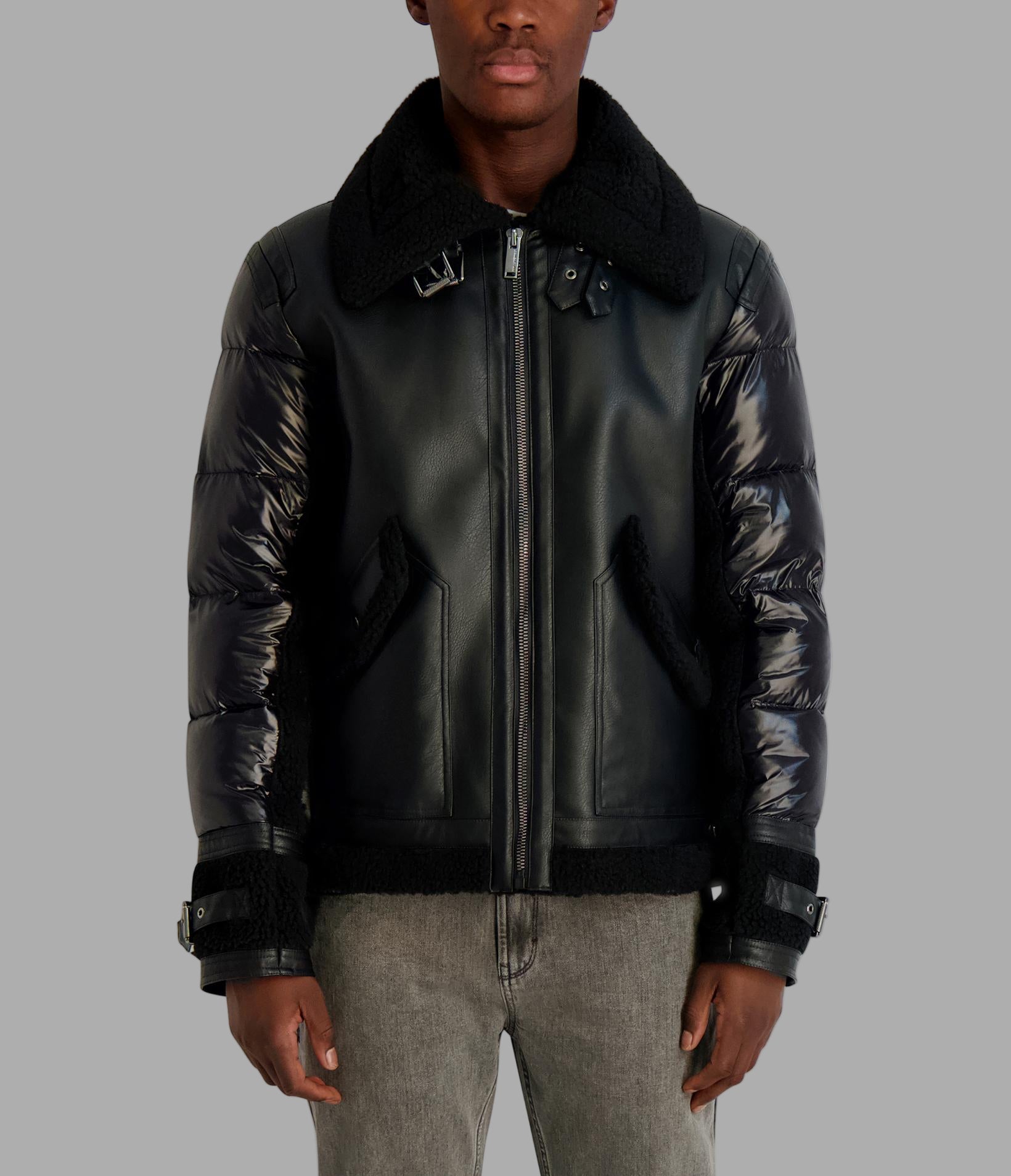 FAUX SHEARLING MIXED MEDIA JACKET View 1 | Men's Clothing FAUX SHEARLING MIXED MEDIA JACKET View 1 | Men's Clothing