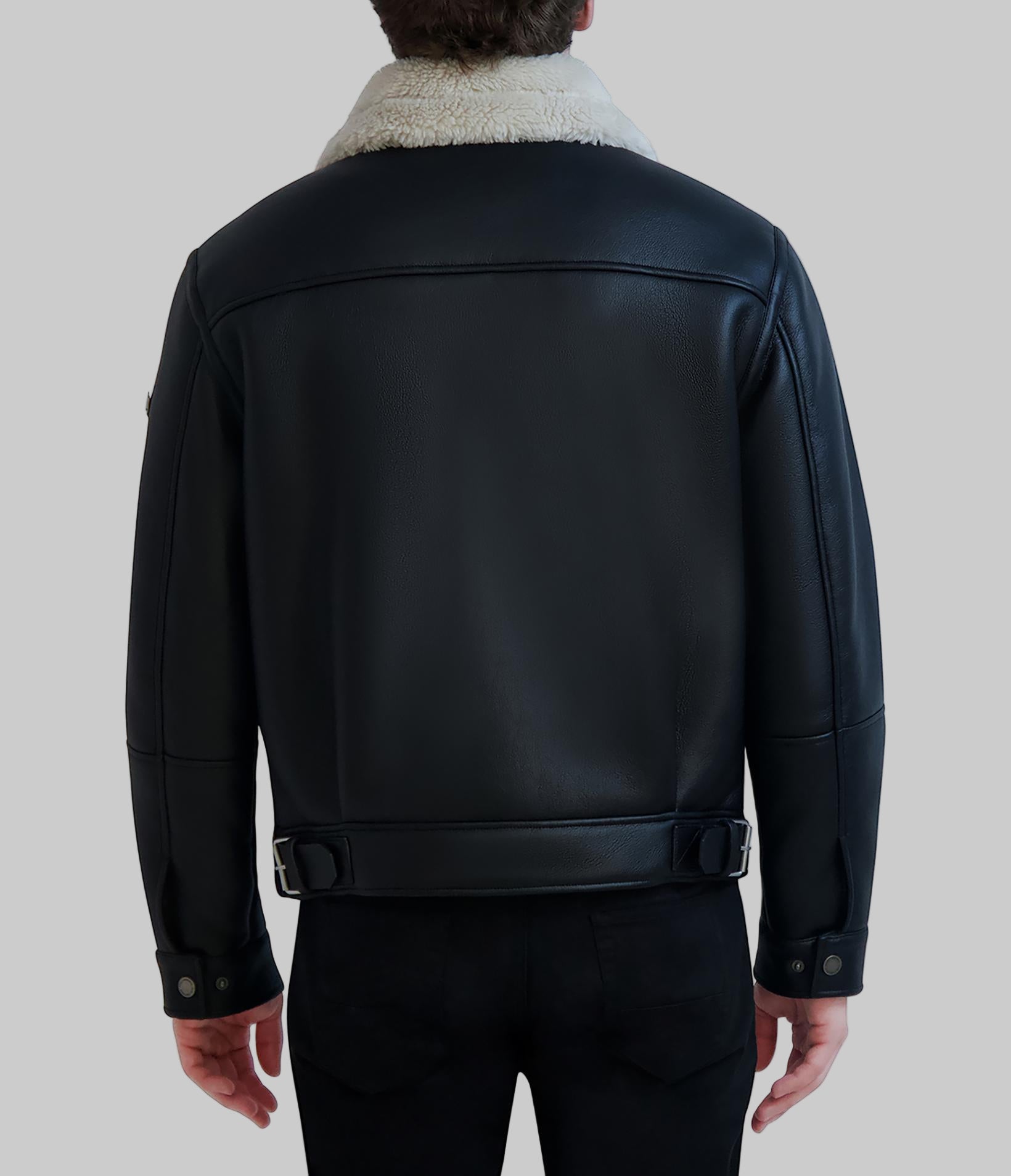 SHERPA COLLARED FAUX LEATHER JACKET View 2 | Gifts For Him SHERPA COLLARED FAUX LEATHER JACKET View 2 | Gifts For Him