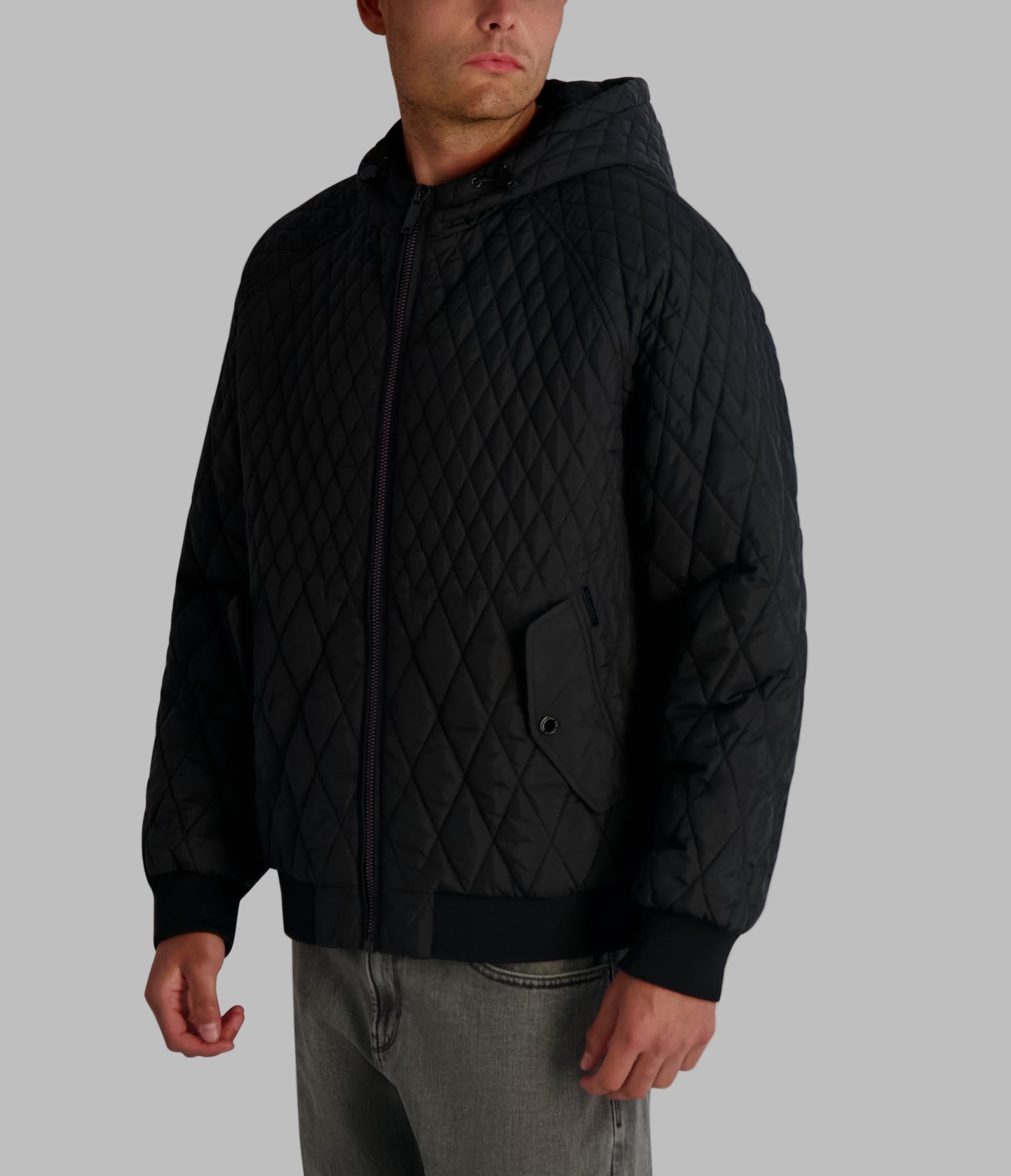 HOODED QUILTED BOMBER JACKET VIEW 3 HOODED QUILTED BOMBER JACKET VIEW 3