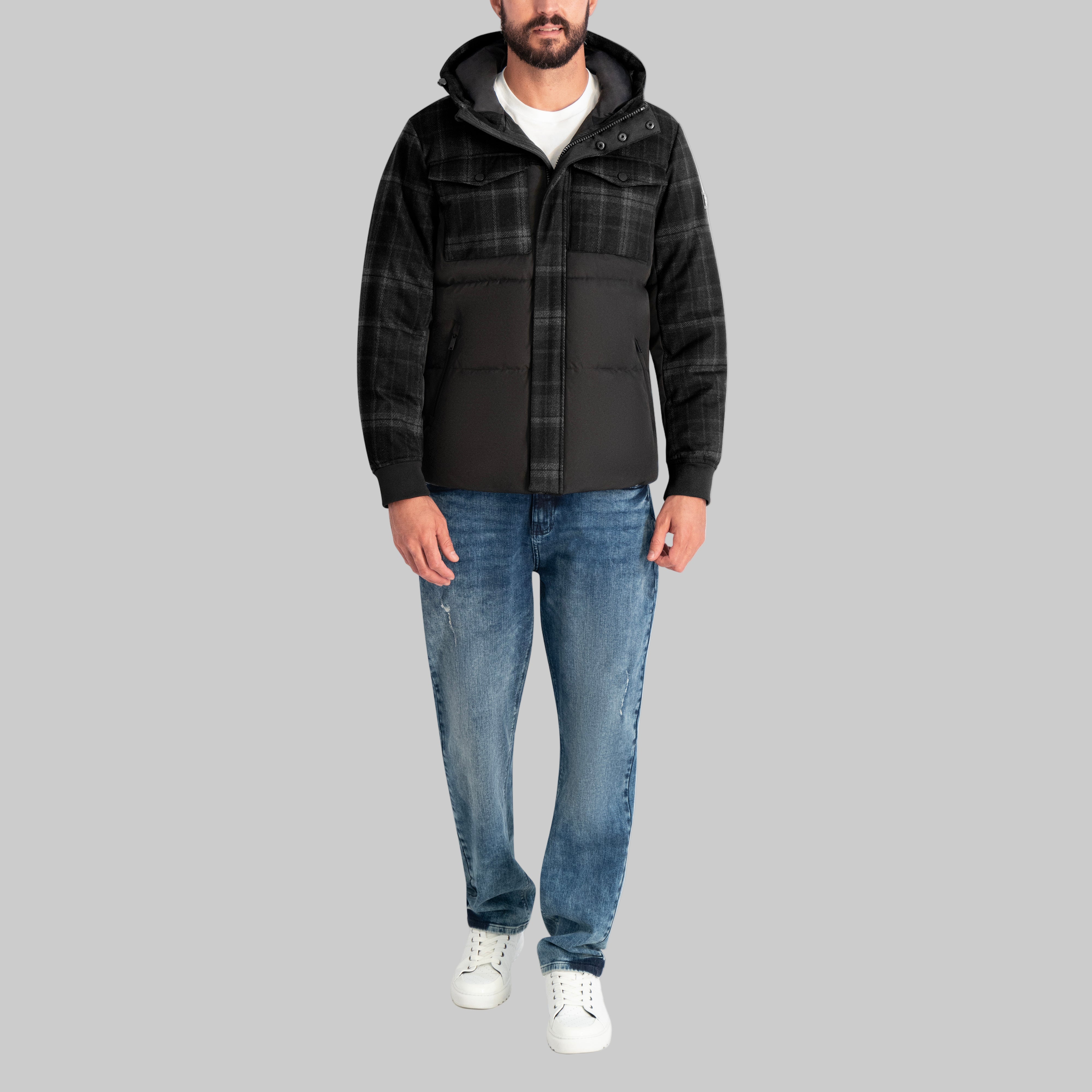 MIXED MEDIA HOODED PUFFER VIEW 5 MIXED MEDIA HOODED PUFFER VIEW 5