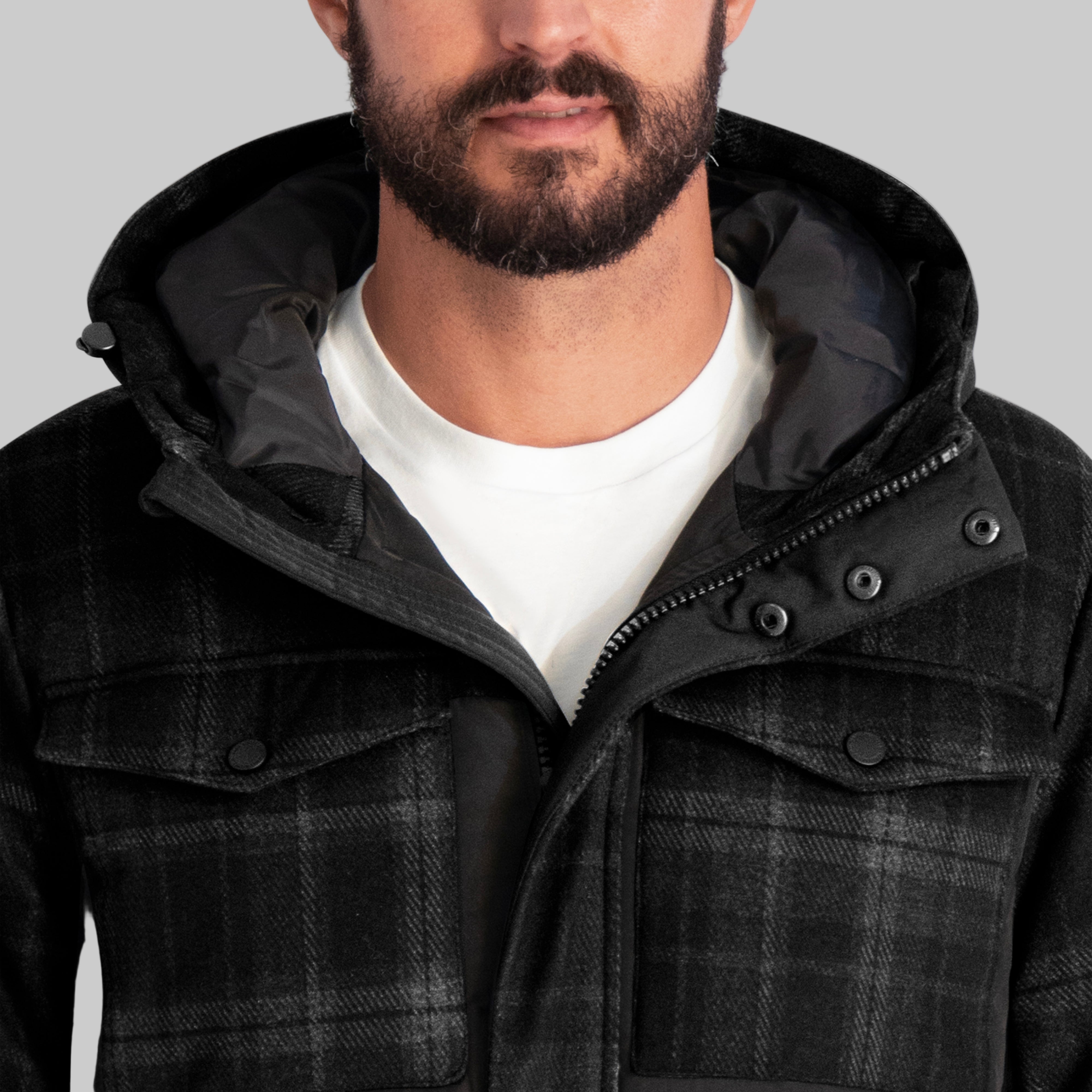 MIXED MEDIA HOODED PUFFER VIEW 6 MIXED MEDIA HOODED PUFFER VIEW 6