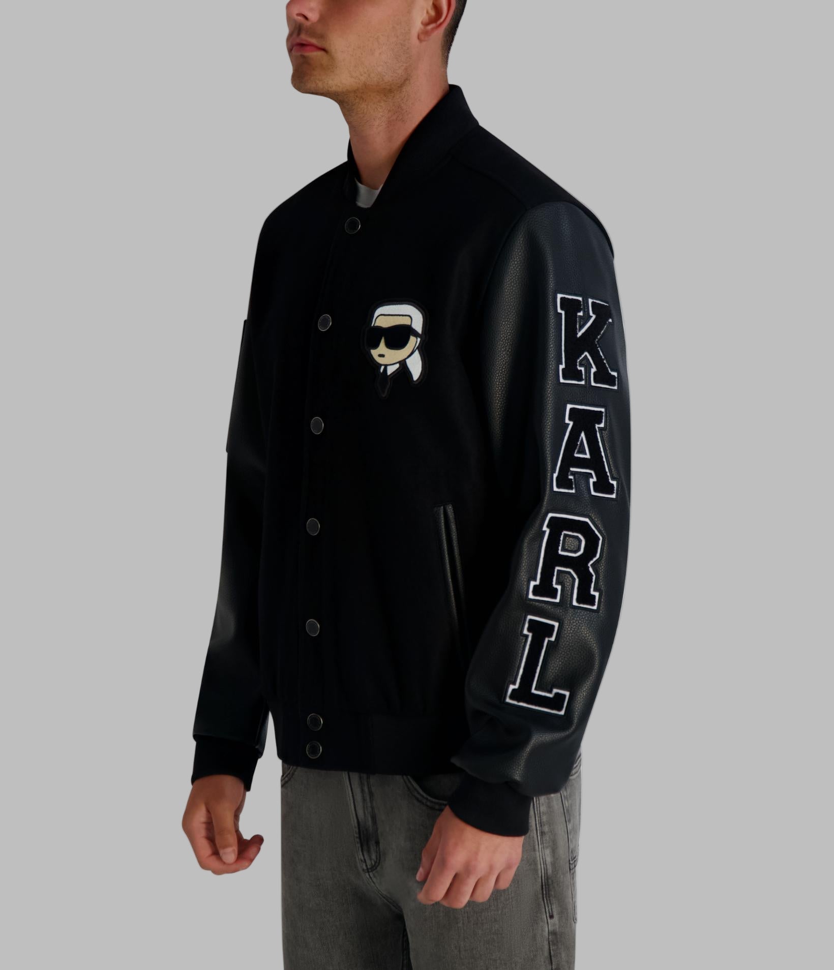 KARL PATCH VARSITY JACKET VIEW 3 | Men's Sale KARL PATCH VARSITY JACKET VIEW 3 | Men's Sale