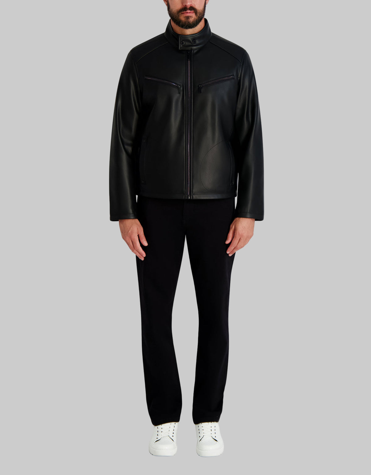 Circle Stitch Faux Leather Jacket | Jackets & Blazers | Karl 