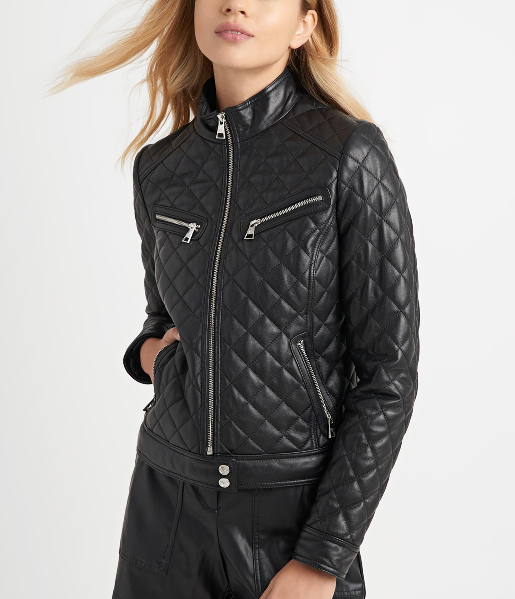 QUILTED MOTO LEATHER JACKET