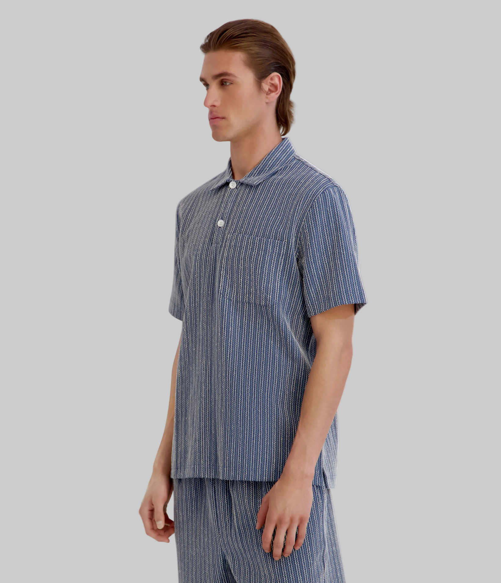 SHORT SLEEVE TEXTURED STRIPE POLO SHIRT VIEW 3 | KLP Promo Event SHORT SLEEVE TEXTURED STRIPE POLO SHIRT VIEW 3 | KLP Promo Event