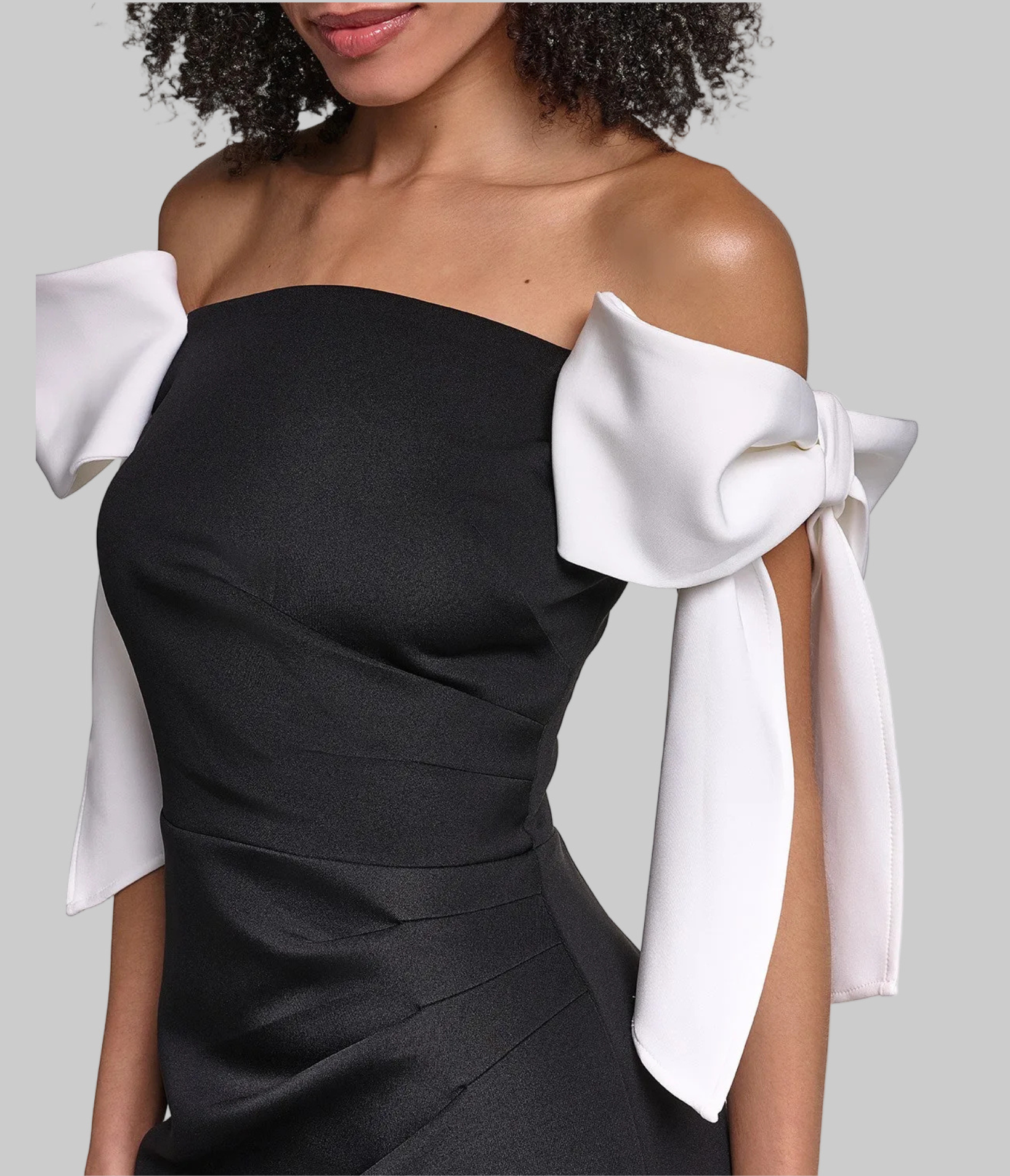 CREPE COLUMN GOWN WITH BOW DETAILS AT SHOULDERS VIEW 6 | Dress and Handbag Essentials CREPE COLUMN GOWN WITH BOW DETAILS AT SHOULDERS VIEW 6 | Dress and Handbag Essentials