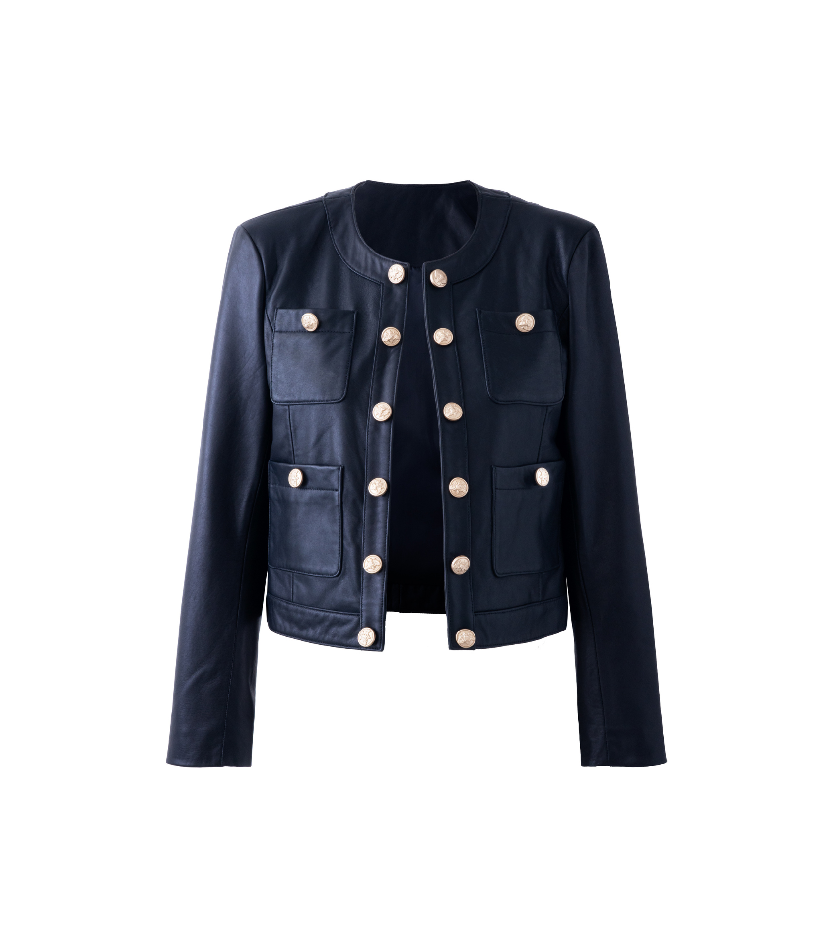 COLLARLESS LEATHER JACKET View 2 | Women's Clothing COLLARLESS LEATHER JACKET View 2 | Women's Clothing