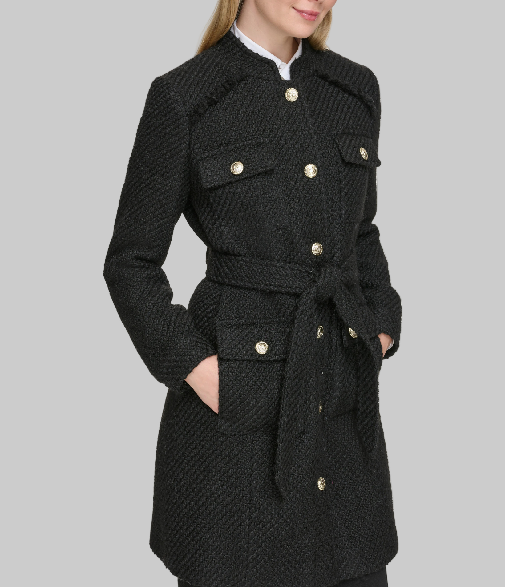 TWEED BELTED TOPPER VIEW 3 TWEED BELTED TOPPER VIEW 3