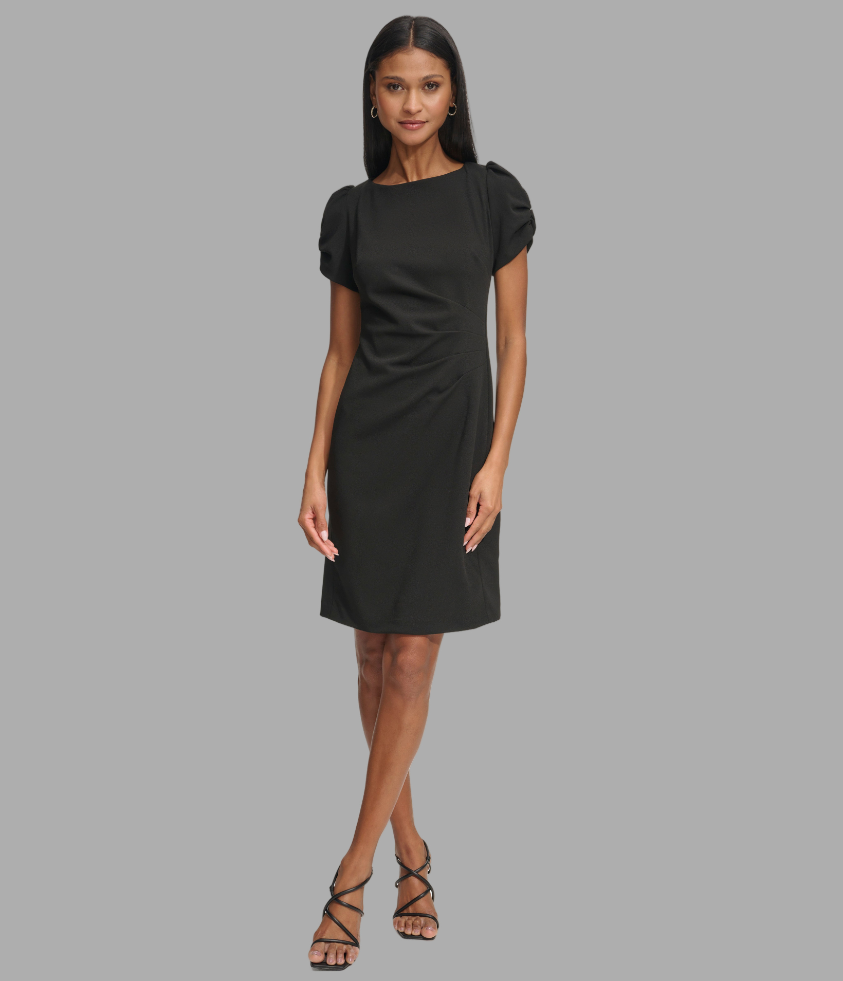 ROUCHED SHEATH DRESS WITH PUFF SLEEVES VIEW 4 ROUCHED SHEATH DRESS WITH PUFF SLEEVES VIEW 4