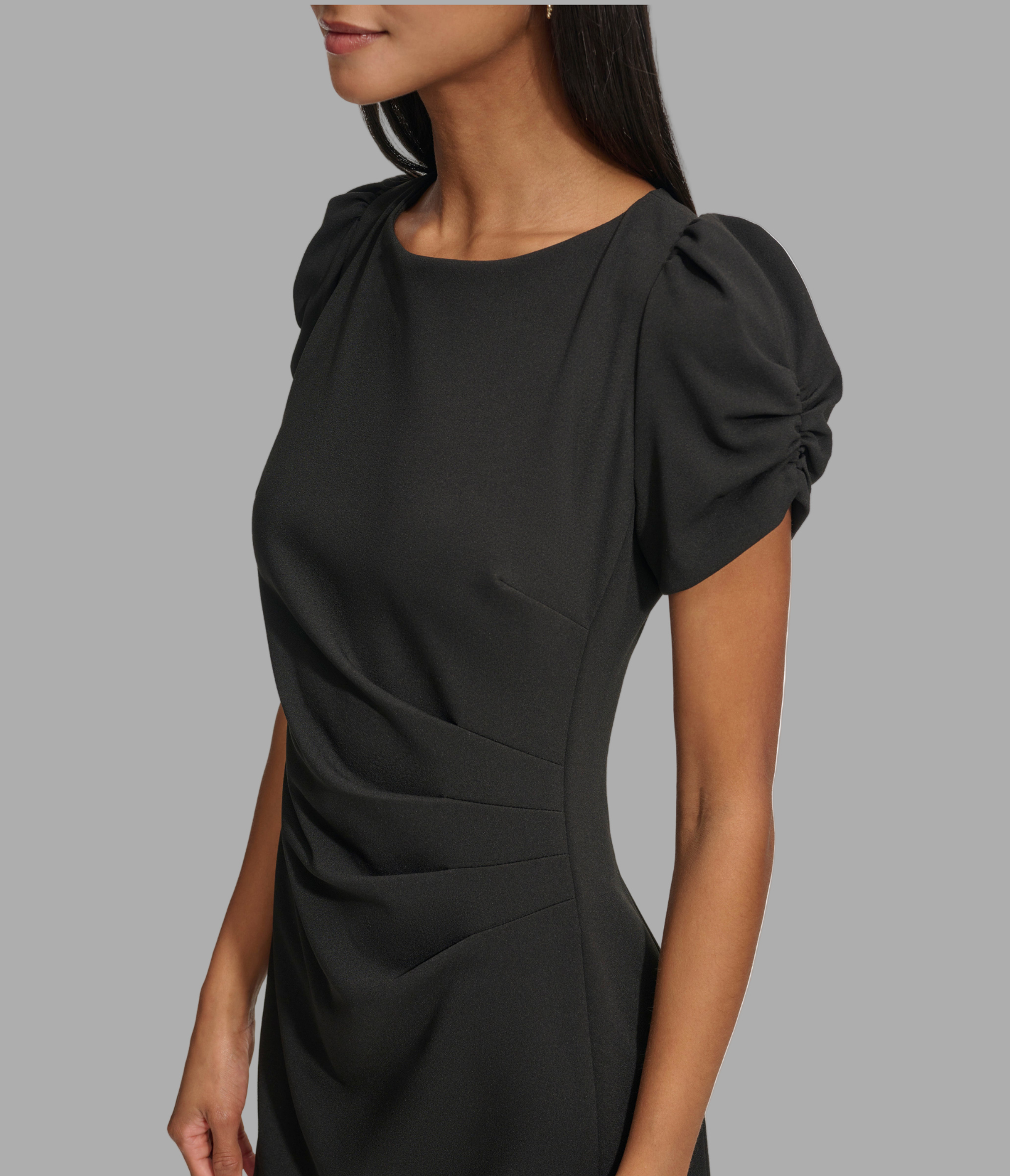 ROUCHED SHEATH DRESS WITH PUFF SLEEVES VIEW 5 ROUCHED SHEATH DRESS WITH PUFF SLEEVES VIEW 5