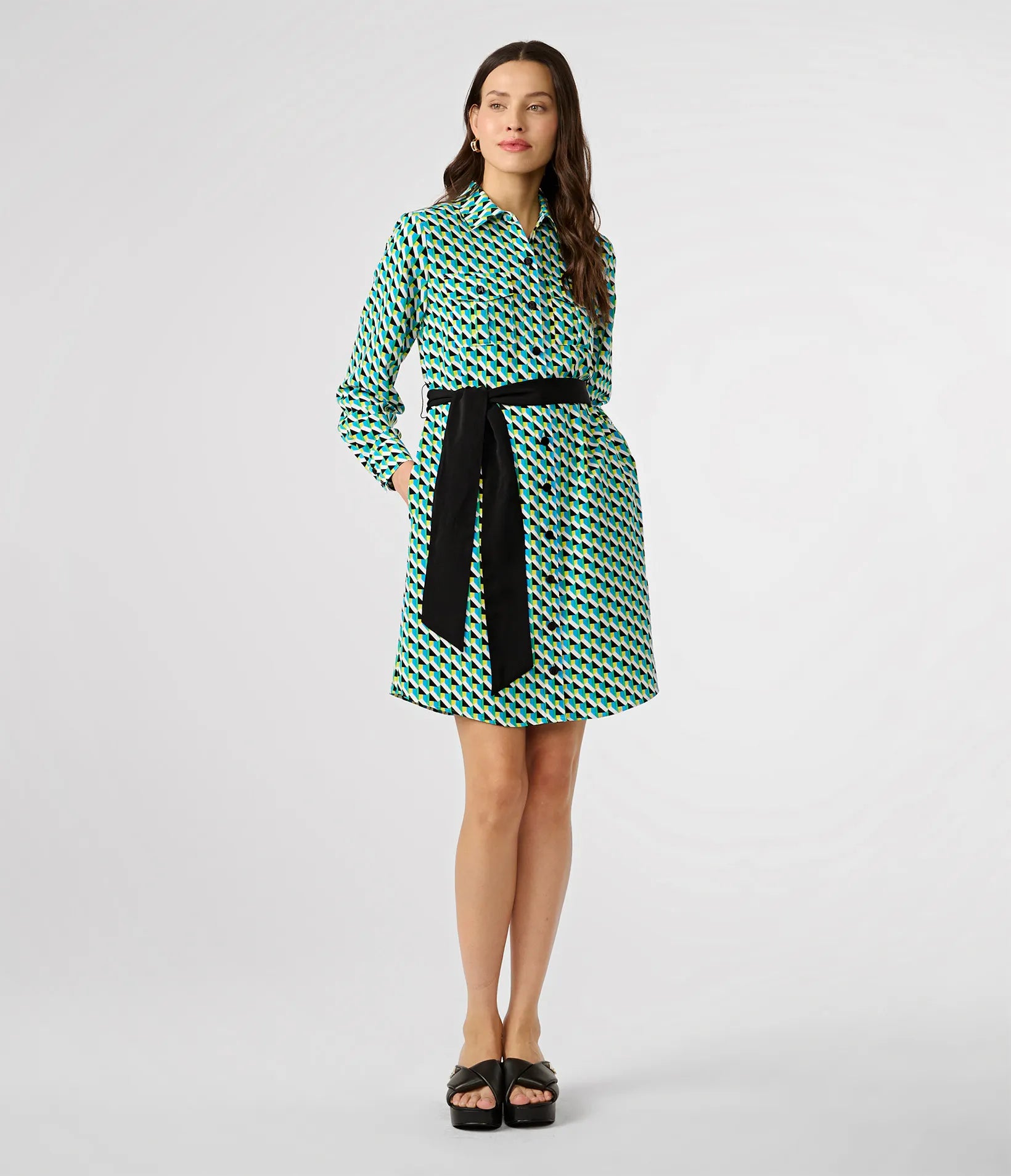 PRINTED SILKY CREPE SHIRT DRESS VIEW 3 PRINTED SILKY CREPE SHIRT DRESS VIEW 3
