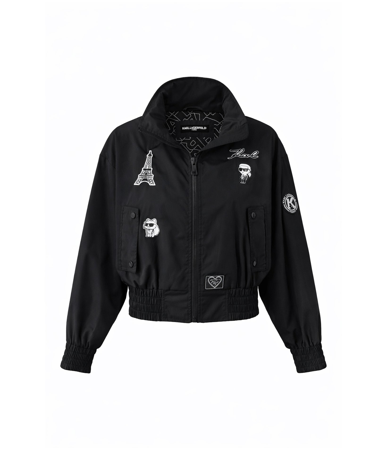CASTELBAJAC SPORT BLACK ブラック フーディ 42 Patch Bomber Jacket | Karl Lagerfeld Paris