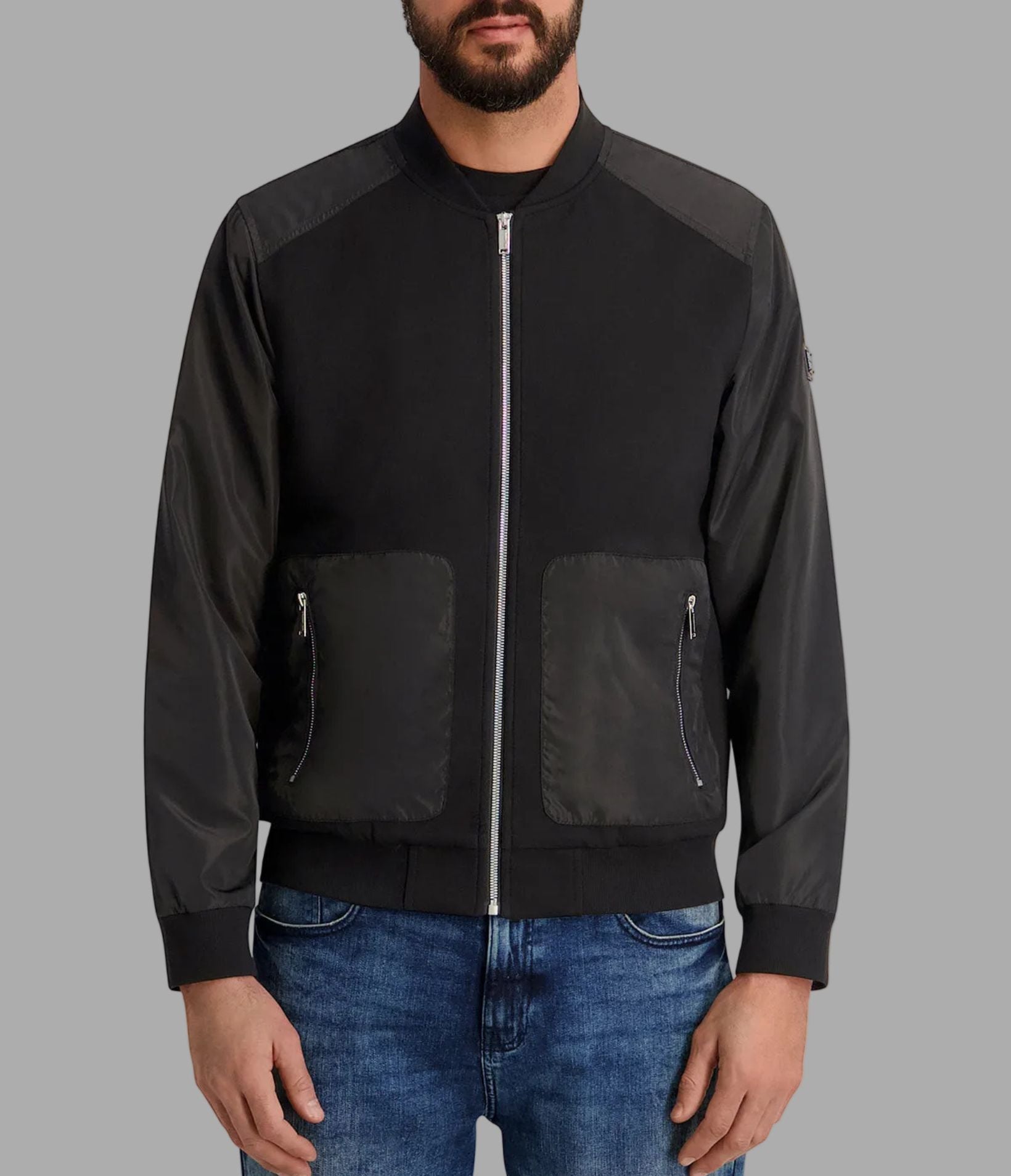 MIXED MEDIA BOMBER JACKET VIEW 1 | Men's Clearance