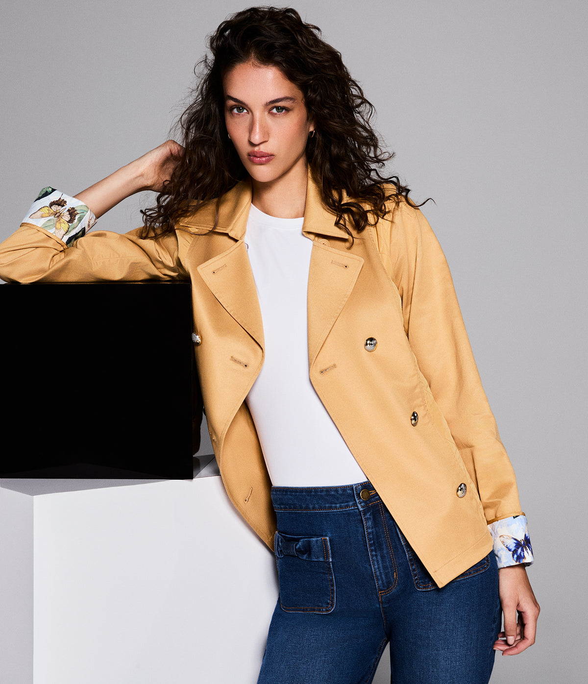 QUILTED OUTERWEAR WITH PRINTED INTERIOR View 1 | Women's Clothing