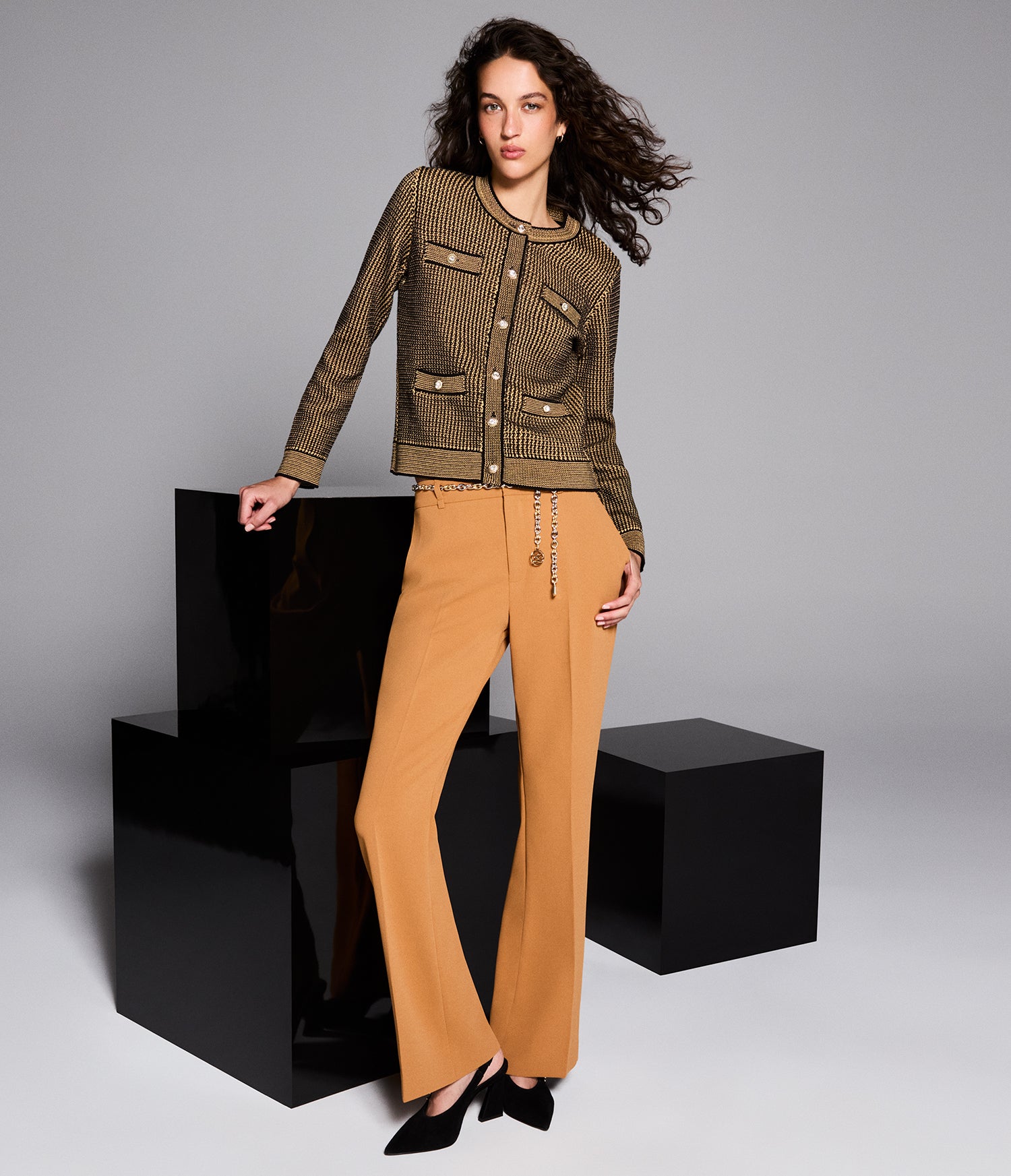 CHAIN BELTED WIDE PANT View 1 | Women's Pants