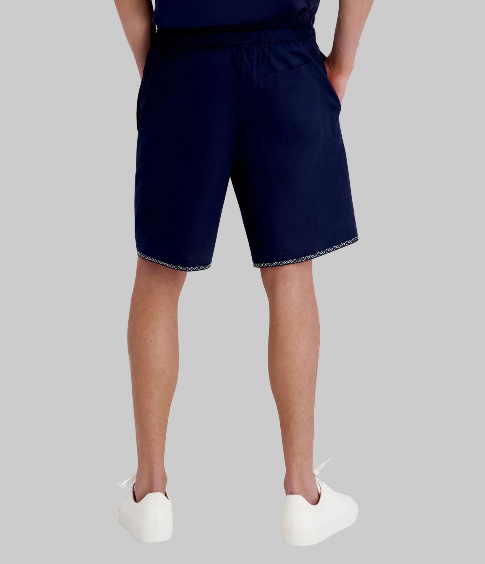 COTTON DRAWSTRING SHORT WITH ABSTRACT PIPING View 2 | Holiday Sale