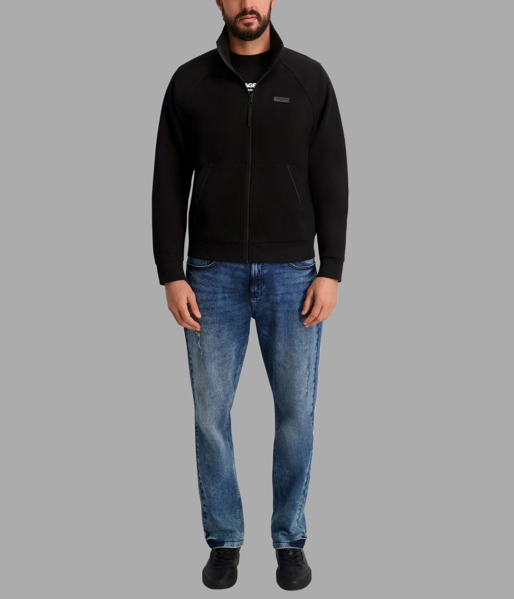 PONTE TRACK JACKET WITH LEATHER LOGO PATCH VIEW 4 | Men's Coats & Jackets