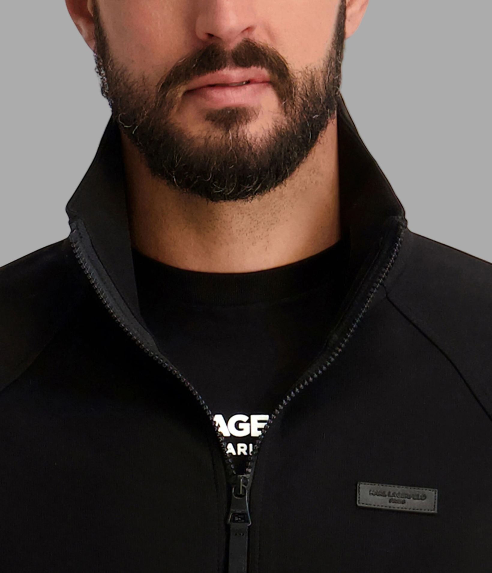PONTE TRACK JACKET WITH LEATHER LOGO PATCH VIEW 5 | Men's Coats & Jackets