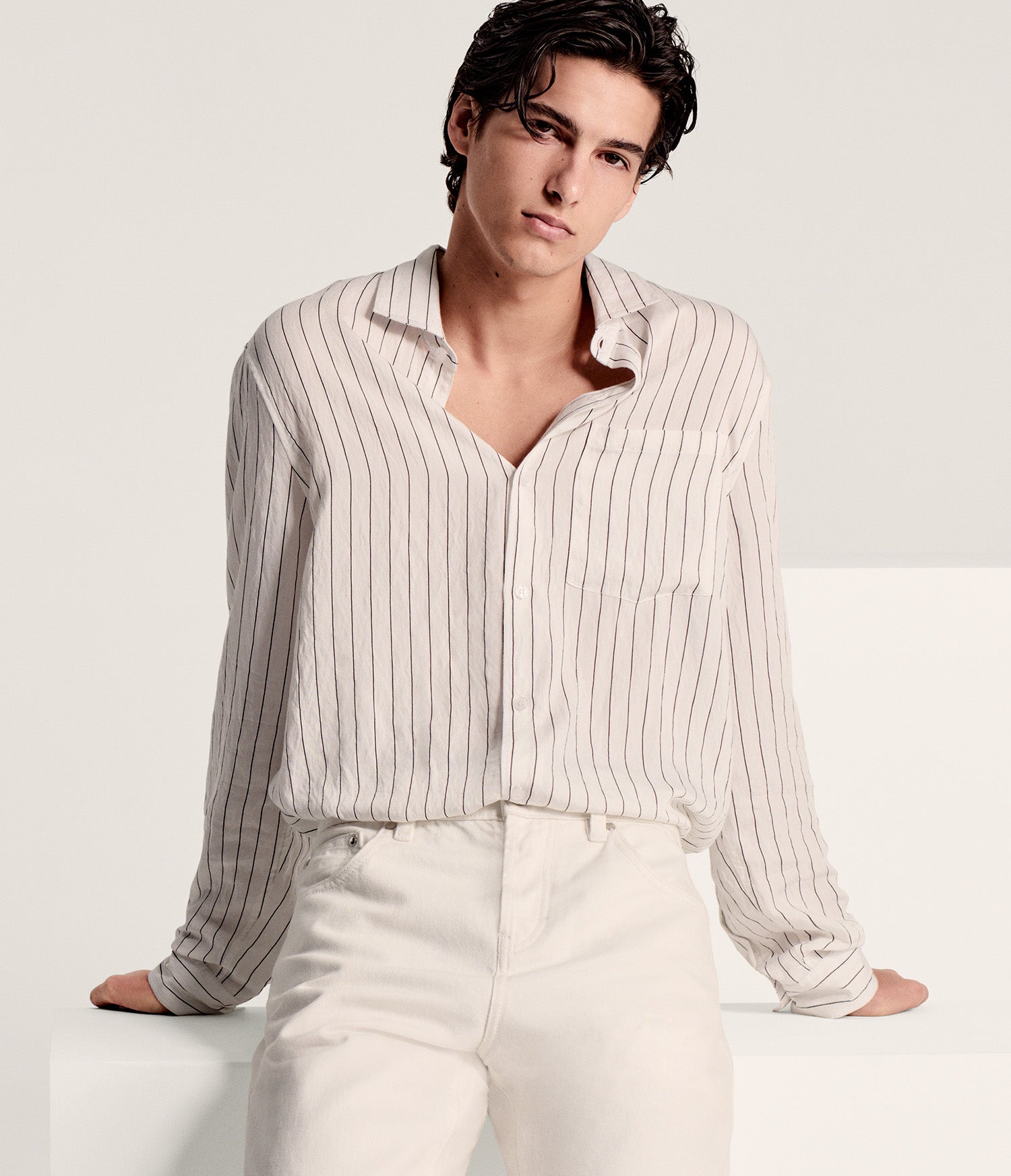 LINEN STRIPE SHIRT View 1