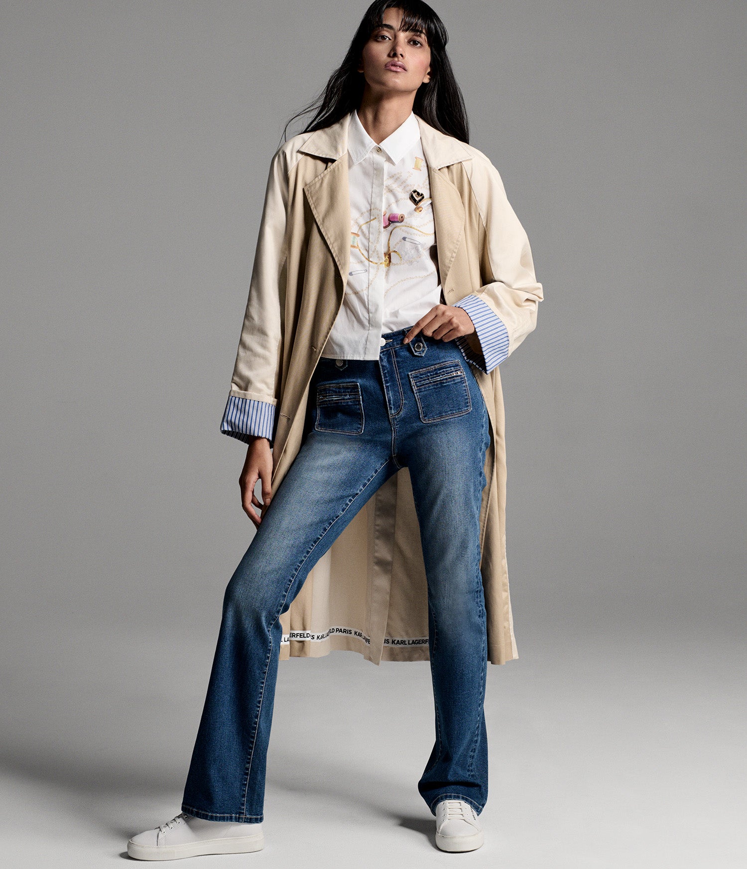 COLOR BLOCK TRENCH COAT VIEW 8