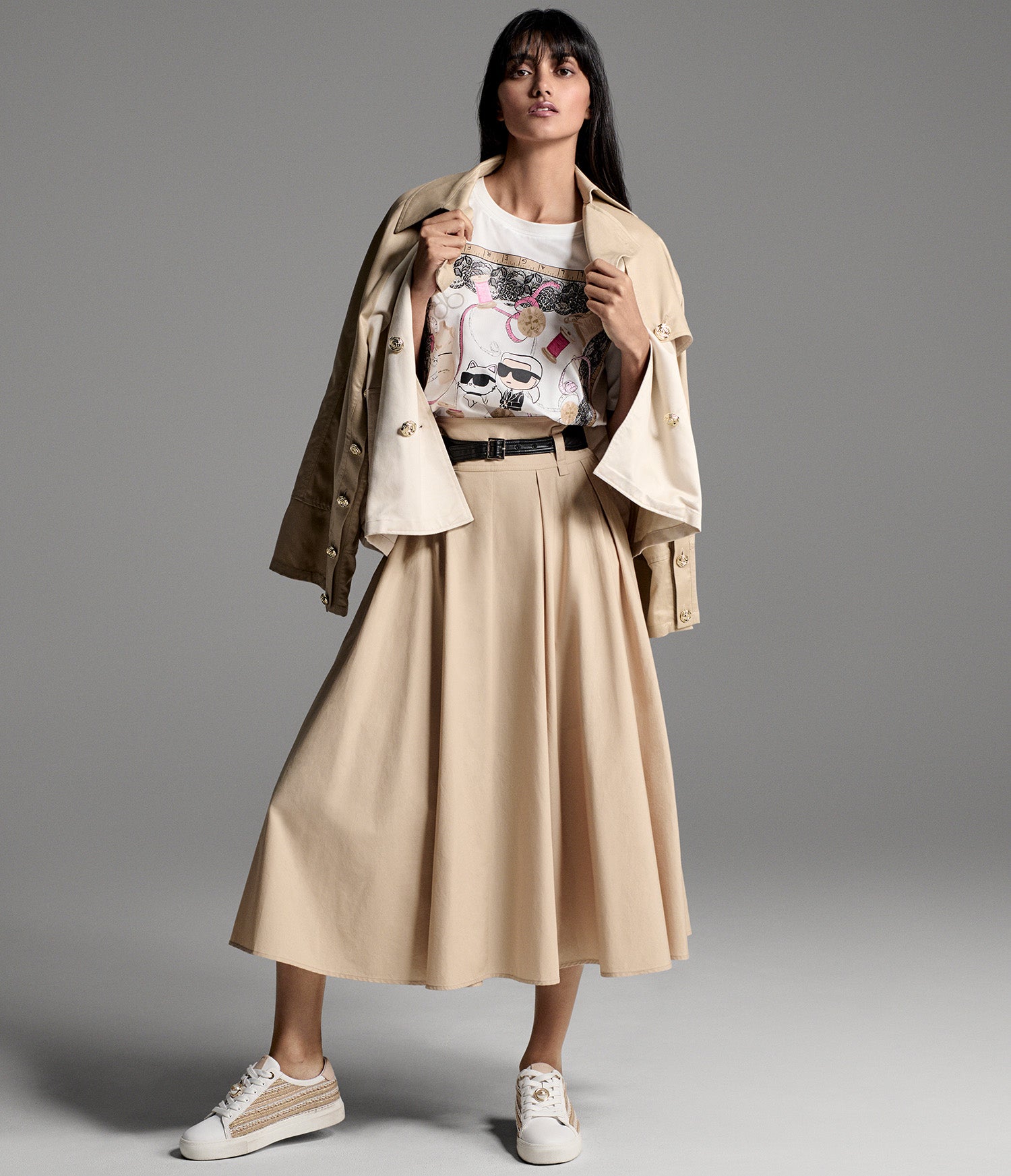 BELTED POPLIN MIDI SKIRT VIEW 8