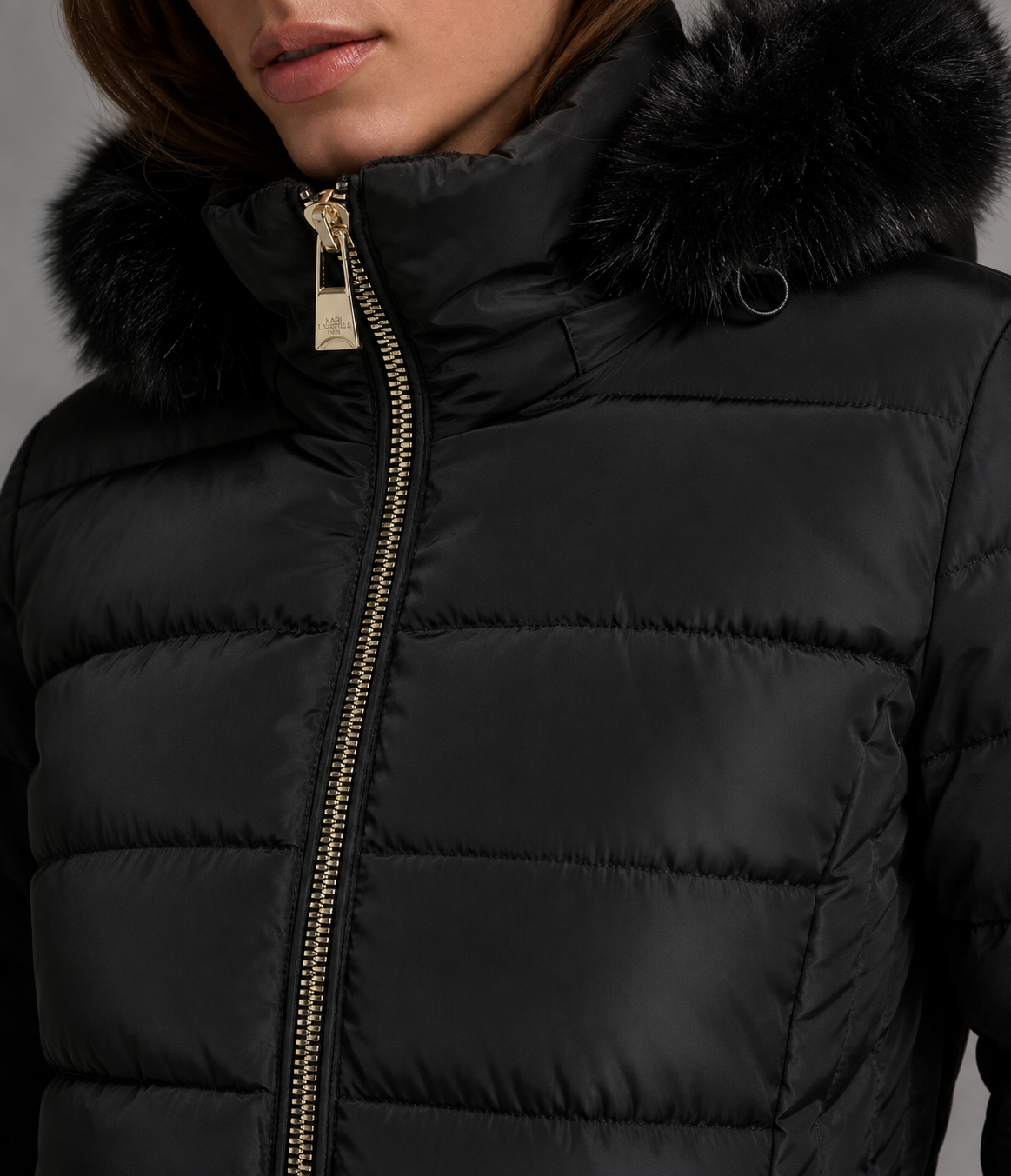 FAUX FUR HOODED MIDI PUFFER VIEW 9