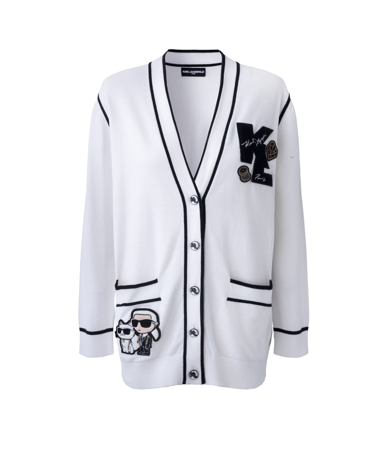 Karl Et Choupette Patch Varsity Cardigan | Sweaters & Tops | Karl