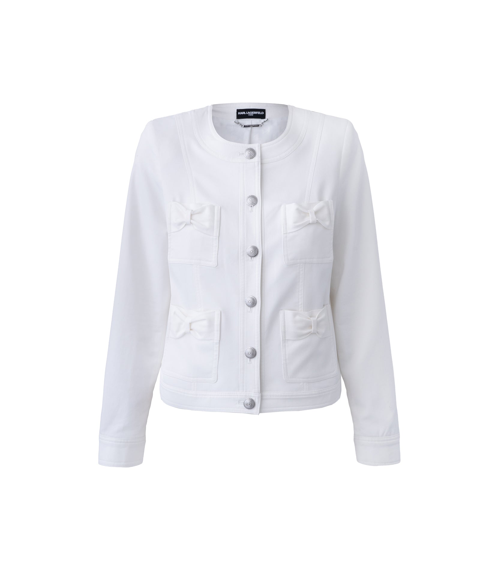 COLLARLESS JACKET WITH BOWS View 2