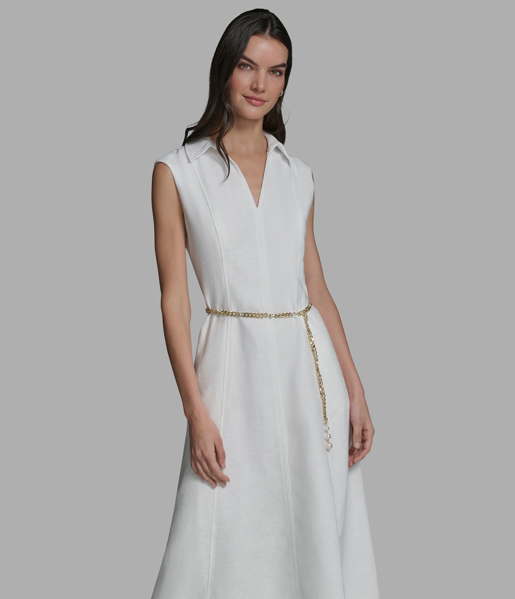 SLEEVELESS JACQUARD MIDI DRESS VIEW 4