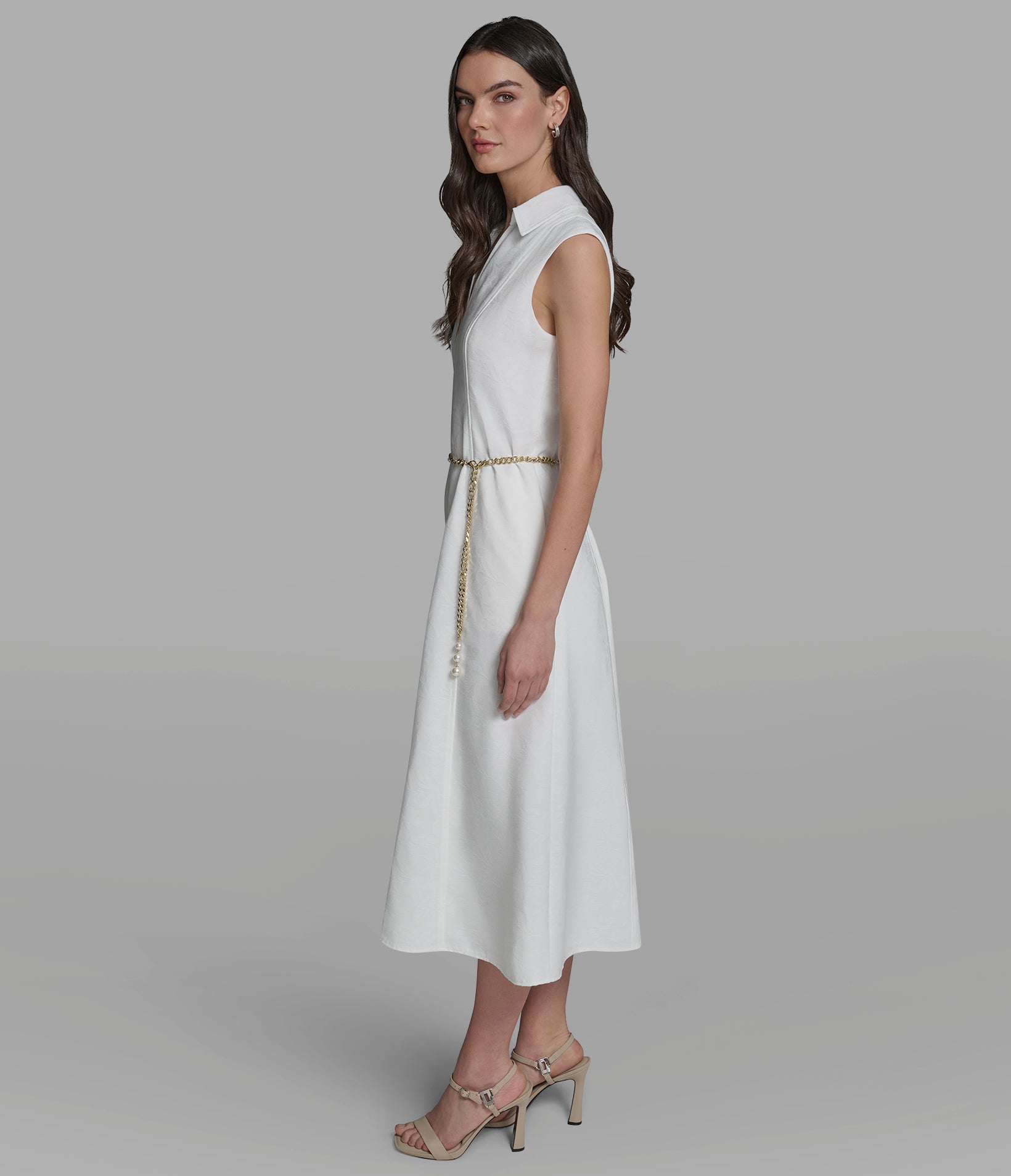 SLEEVELESS JACQUARD MIDI DRESS VIEW 3