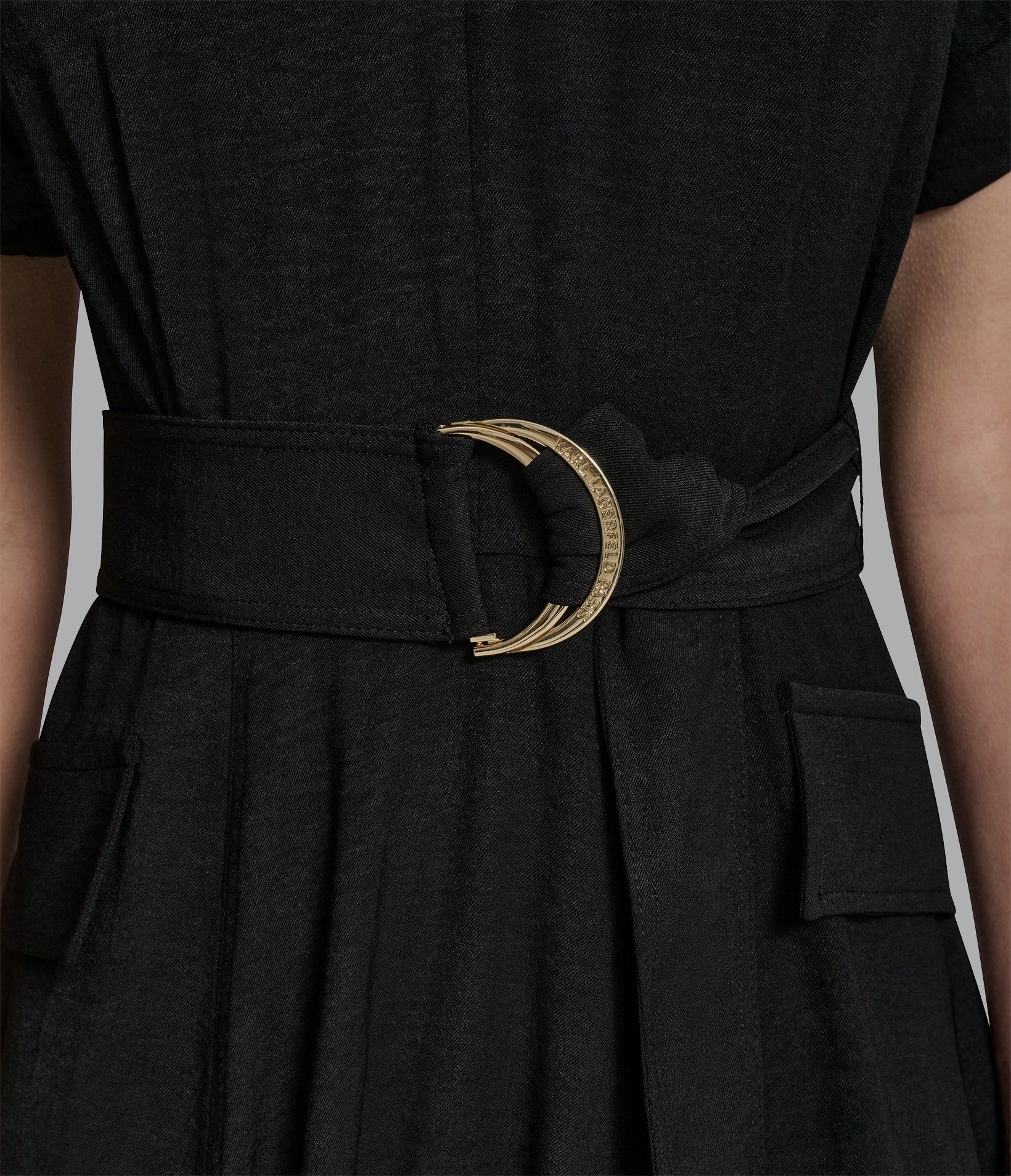 SHORT SLEEVE BELTED MIDI DRESS VIEW 5