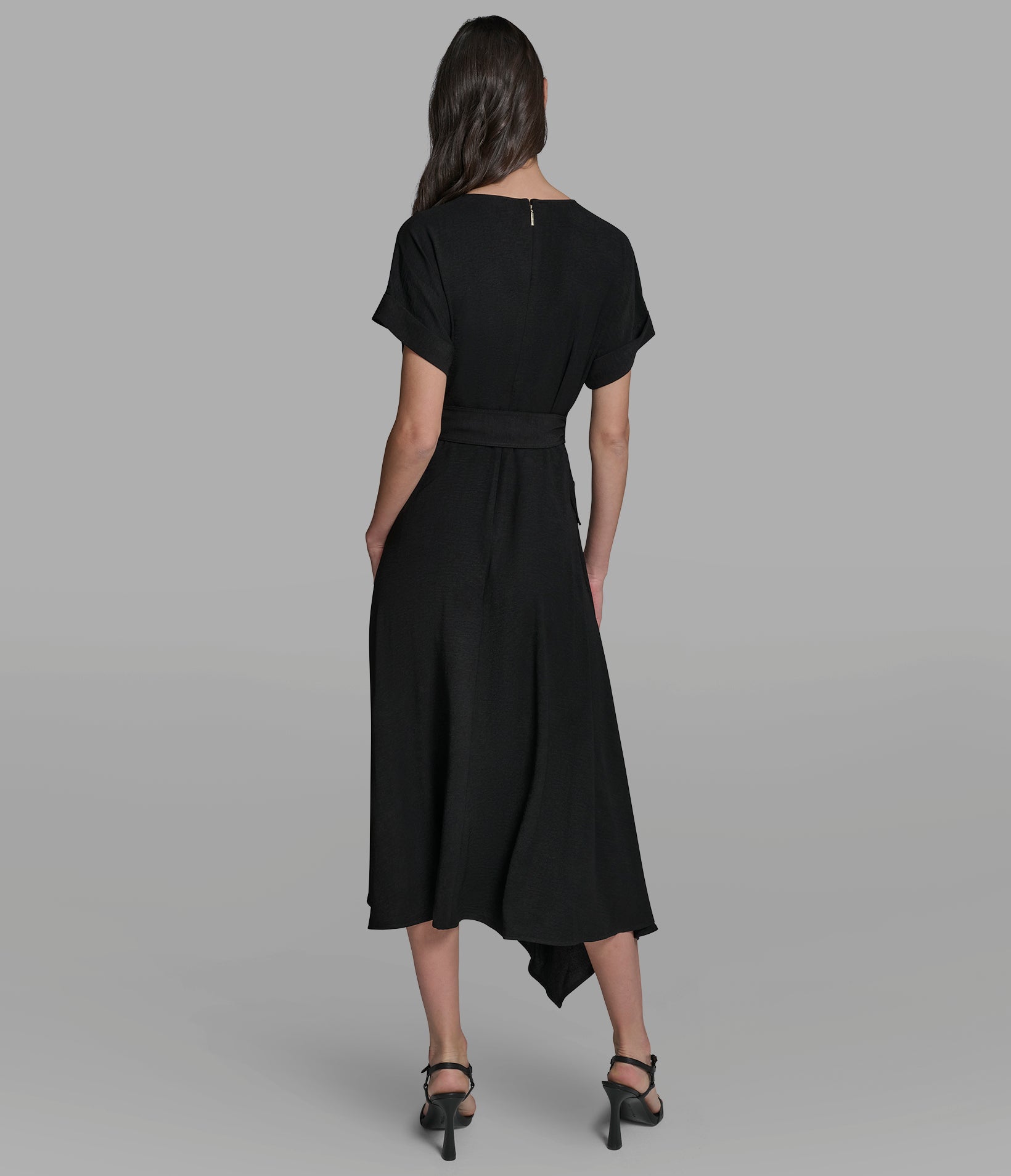 SHORT SLEEVE BELTED MIDI DRESS View 2 | Products