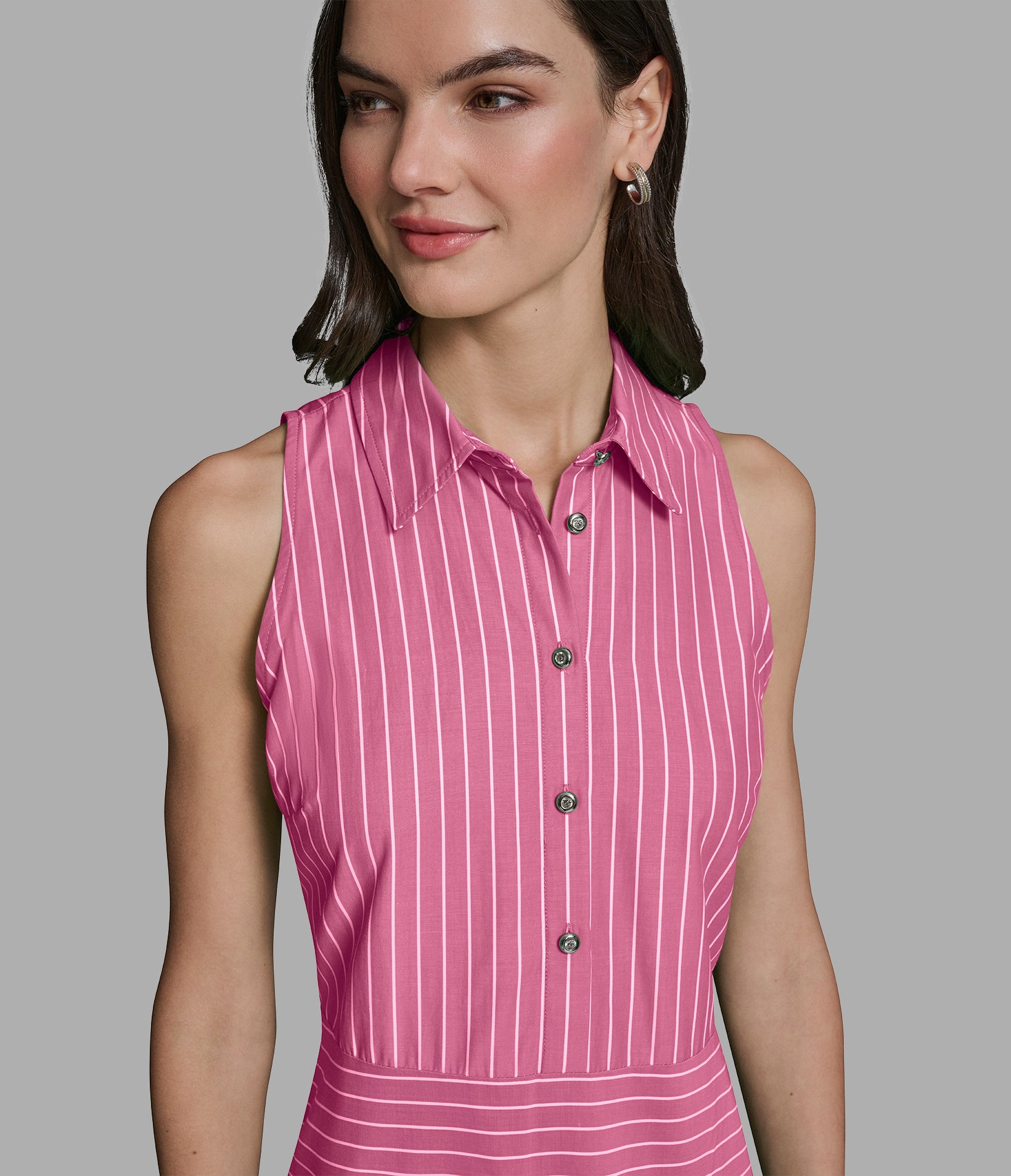 SLEEVELESS STRIPED POPLIN SHIRT DRESS VIEW 5