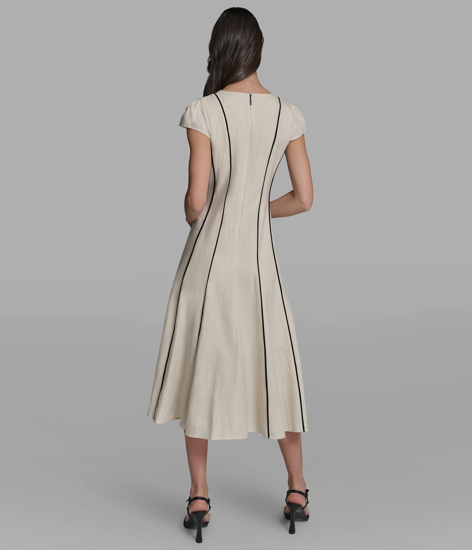 LINEN MIDI WITH CONTRAST SEAMING View 2 | Women's Clothing