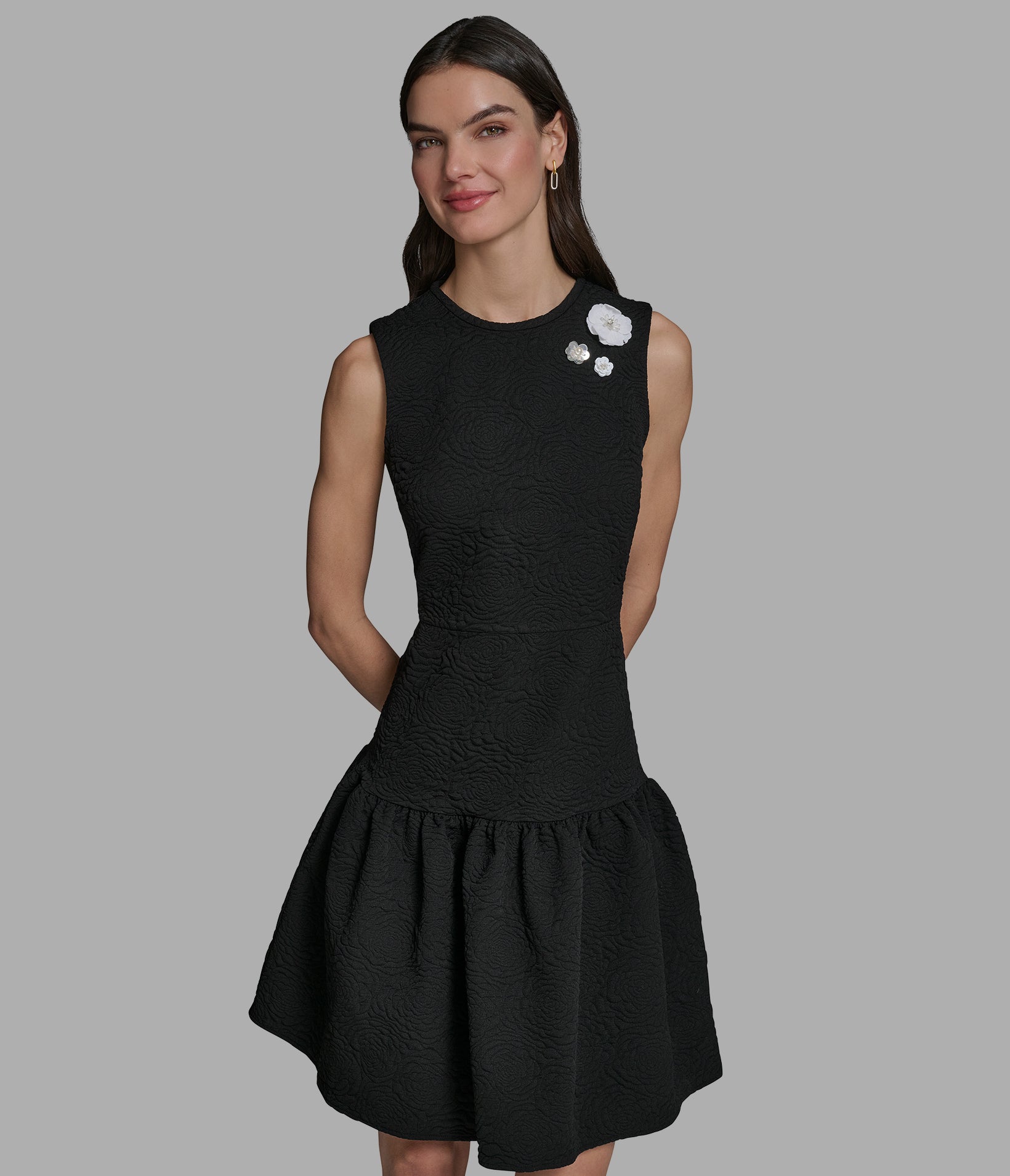 FLORET JACQUARD DROP WAIST DRESS View 1 | Women's Clothing