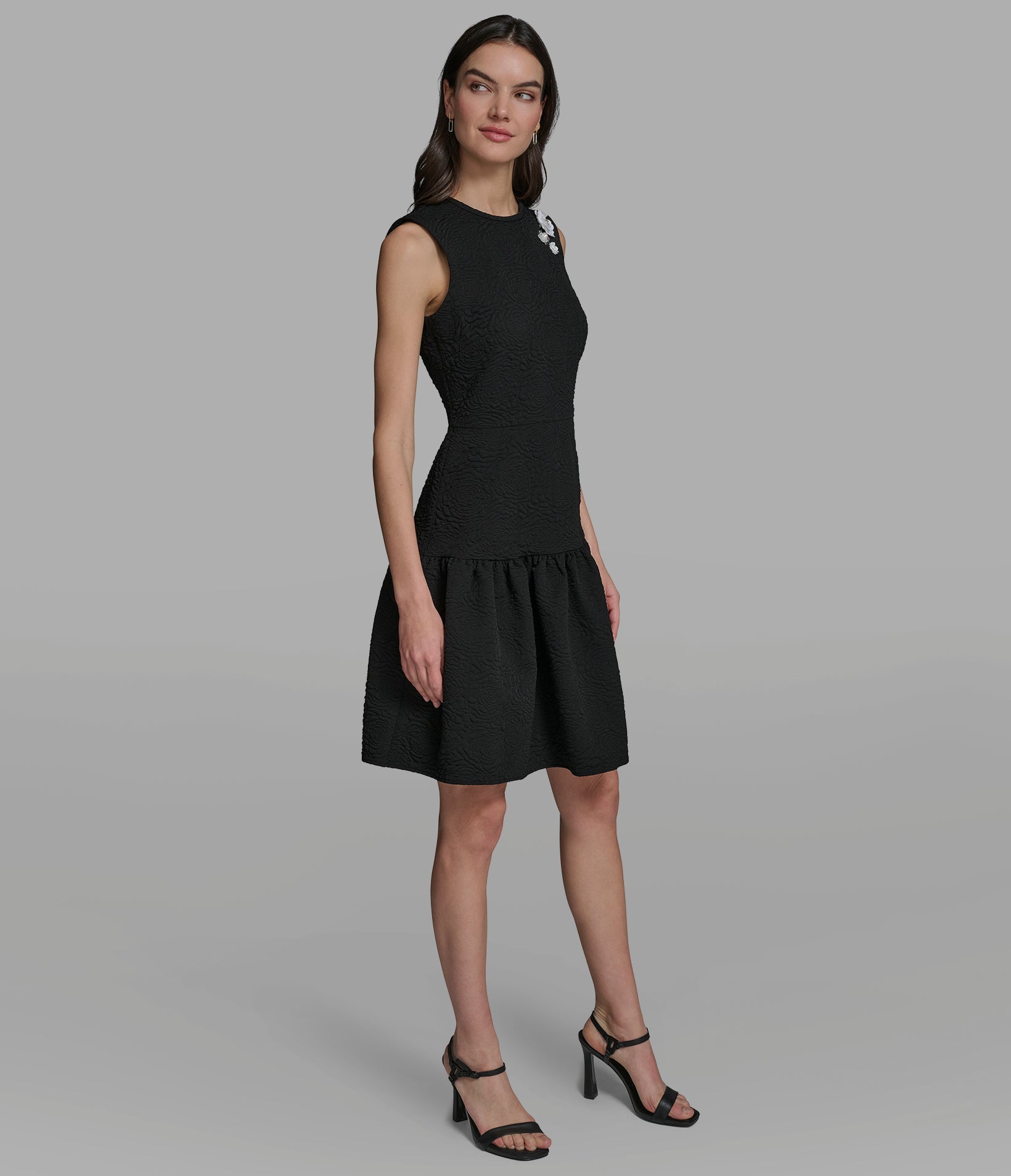 FLORET JACQUARD DROP WAIST DRESS VIEW 3 | Women's Clothing