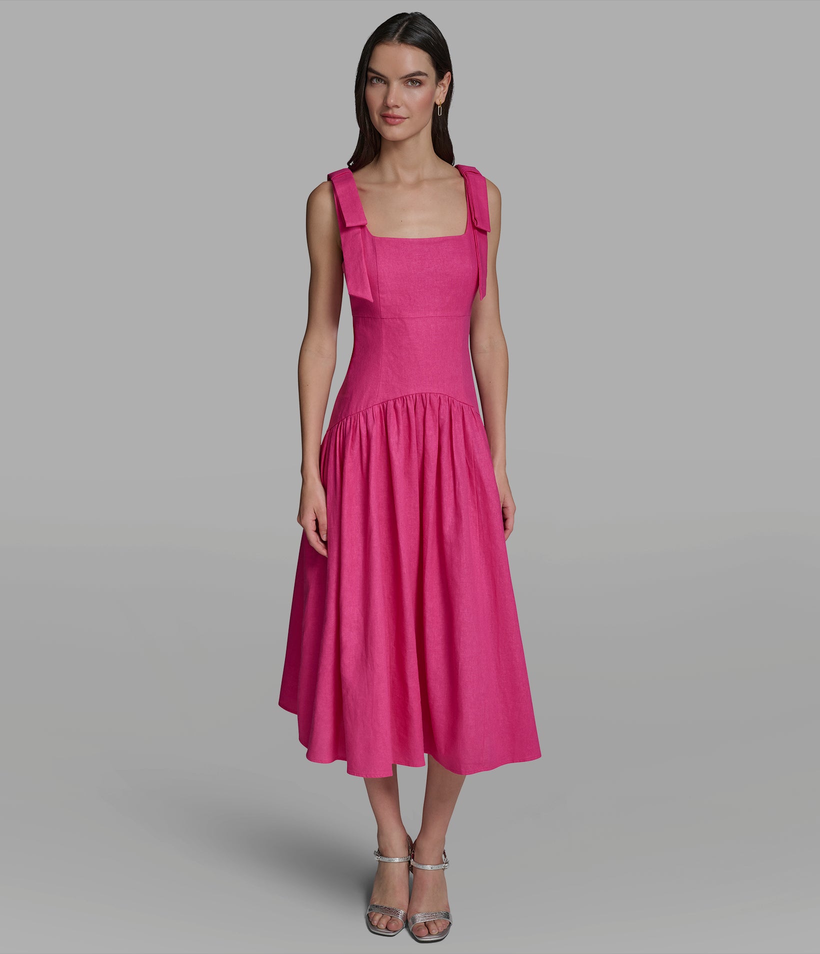 BOW STRAP MIDI DRESS View 1 | Women's Clothing