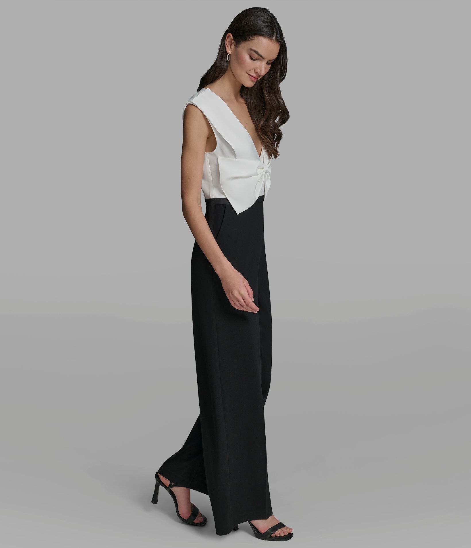 SATIN CREPE JUMPSUIT WITH FRONT BOW VIEW 4 | New Women's Clothing