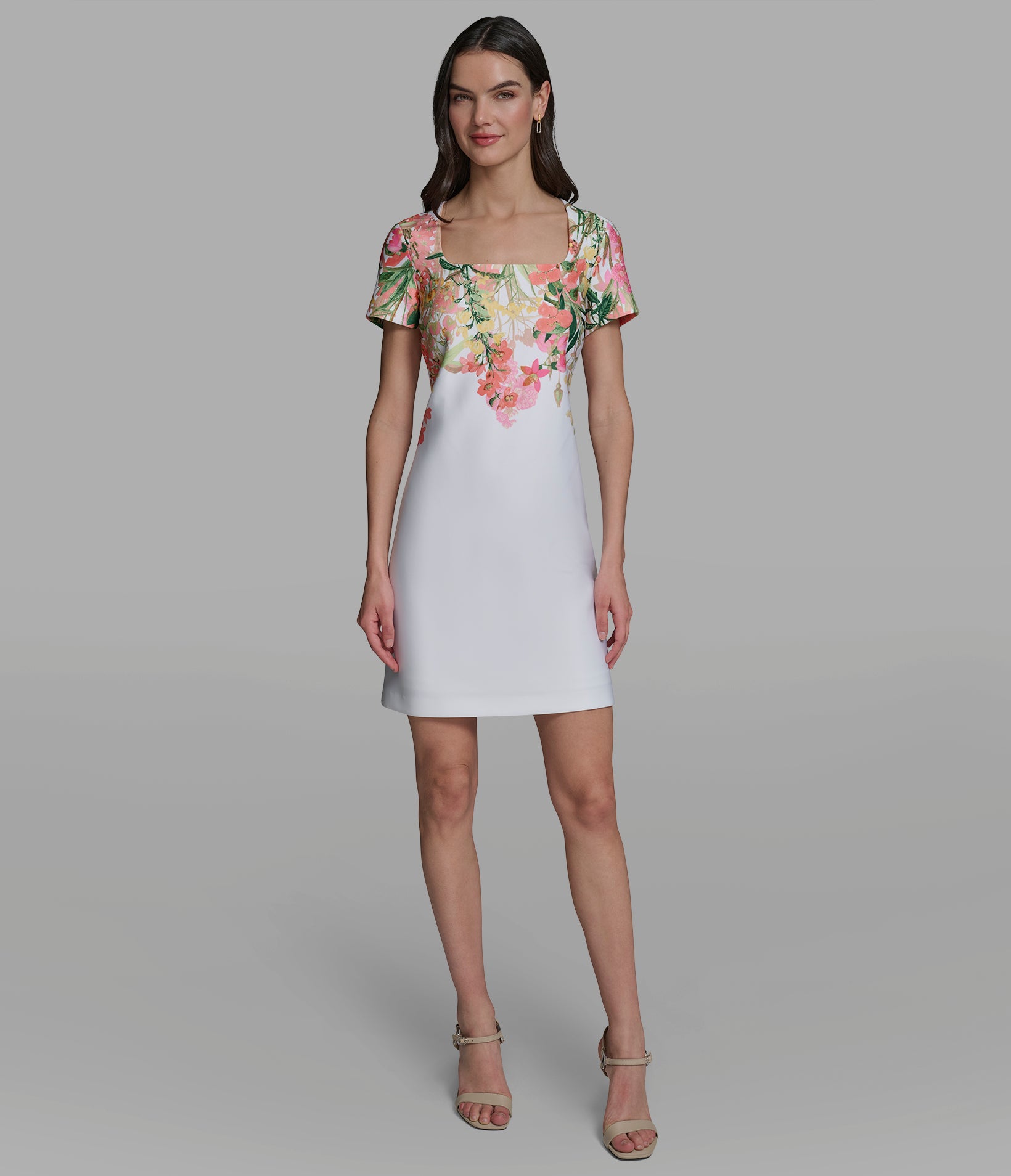 FLORAL A-LINE SCUBA DRESS VIEW 4 | New Arrivals