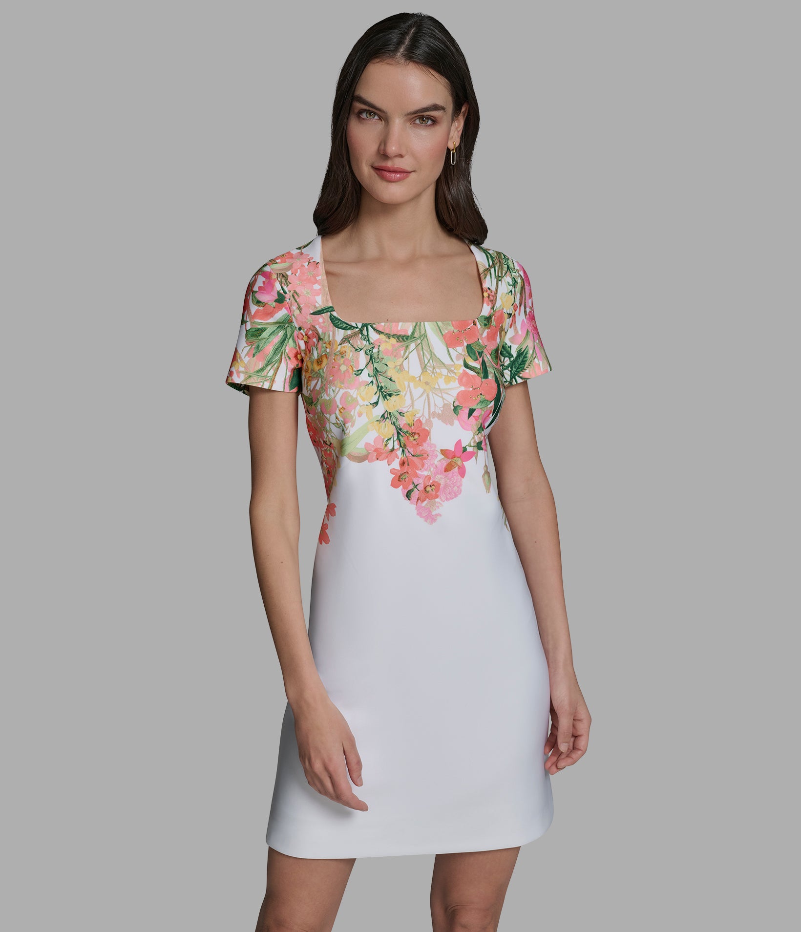 FLORAL A-LINE SCUBA DRESS View 1 | Women's Dresses & Jumpsuits