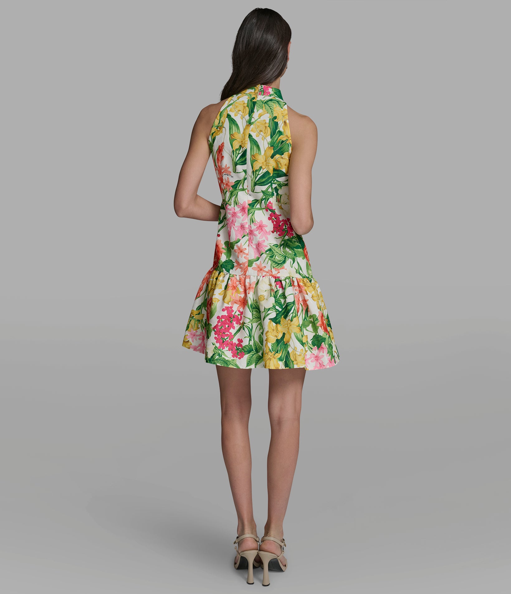FLORAL HALTER DRESS WITH DROP WAIST View 2 | Women's Clothing