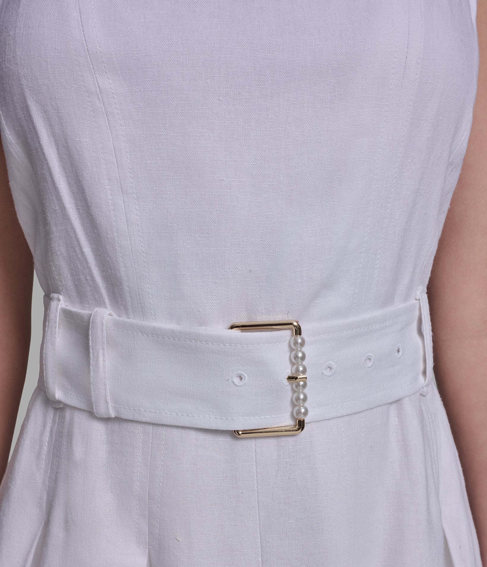 LINEN BELTED MIDI DRESS VIEW 5