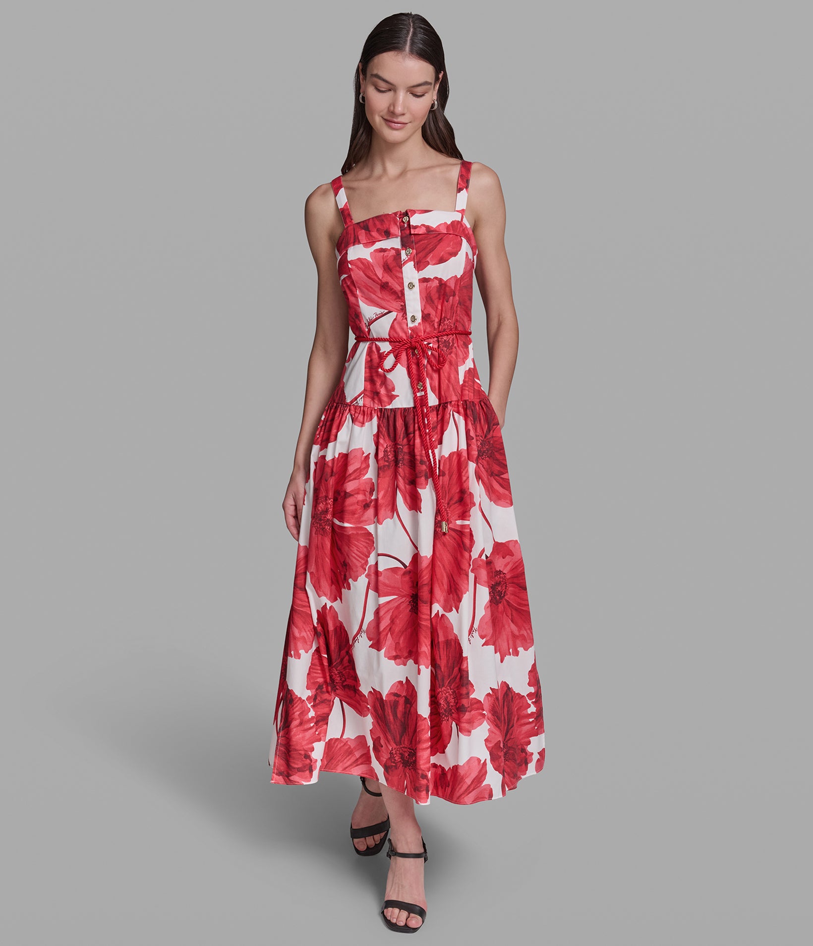 SLEEVELESS SIGNATURE FLORAL MIDI DRESS View 1 | Products