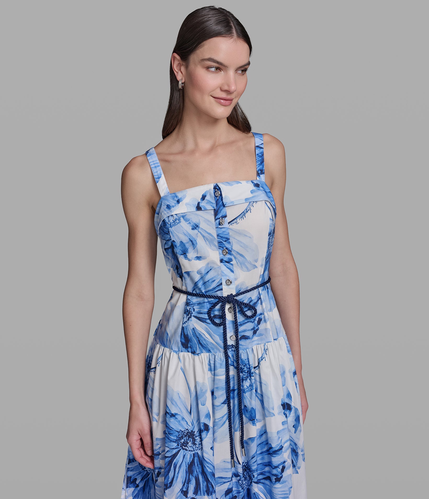 SLEEVELESS SIGNATURE FLORAL MIDI DRESS View 2 | Products