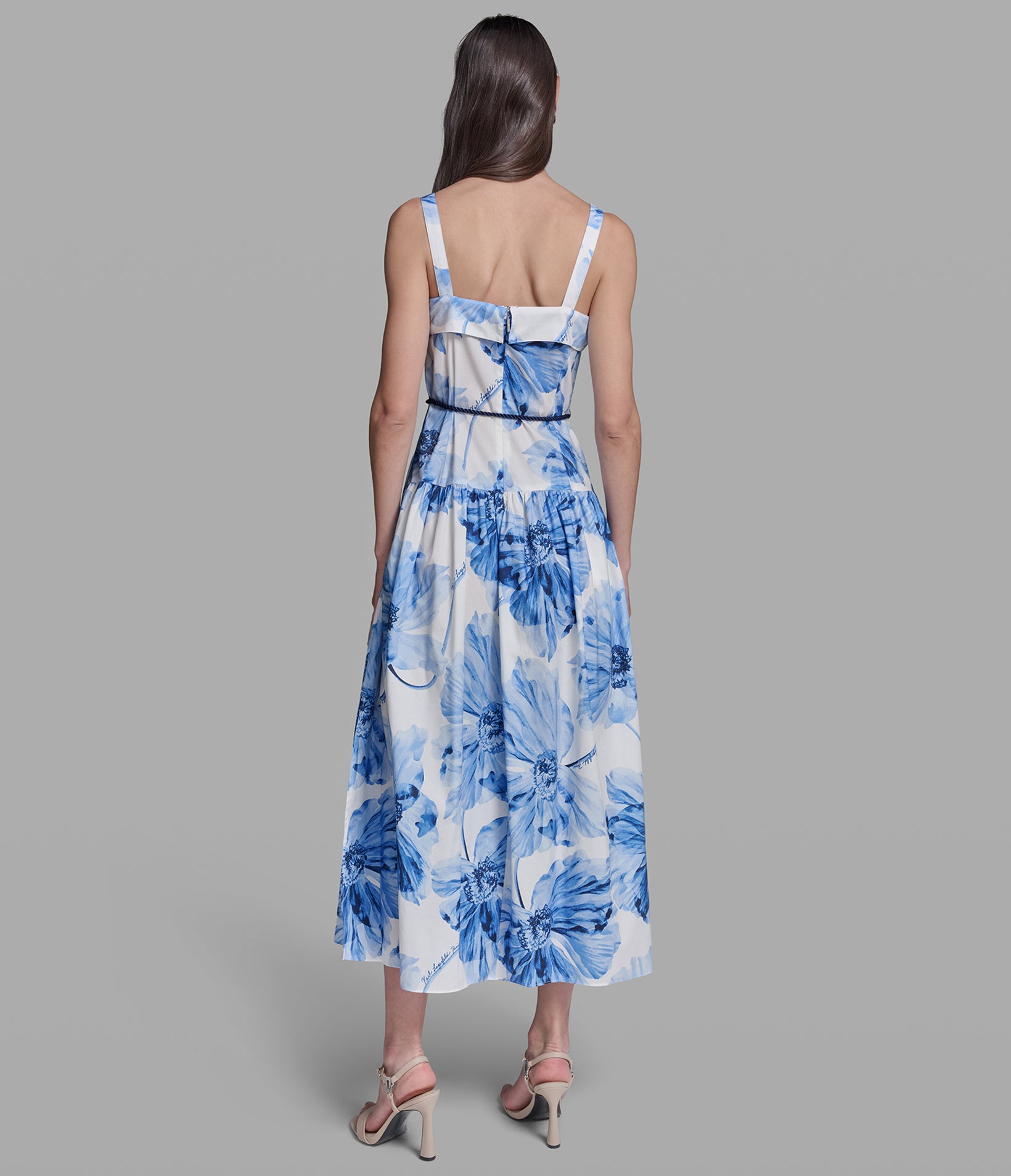 SLEEVELESS SIGNATURE FLORAL MIDI DRESS VIEW 3