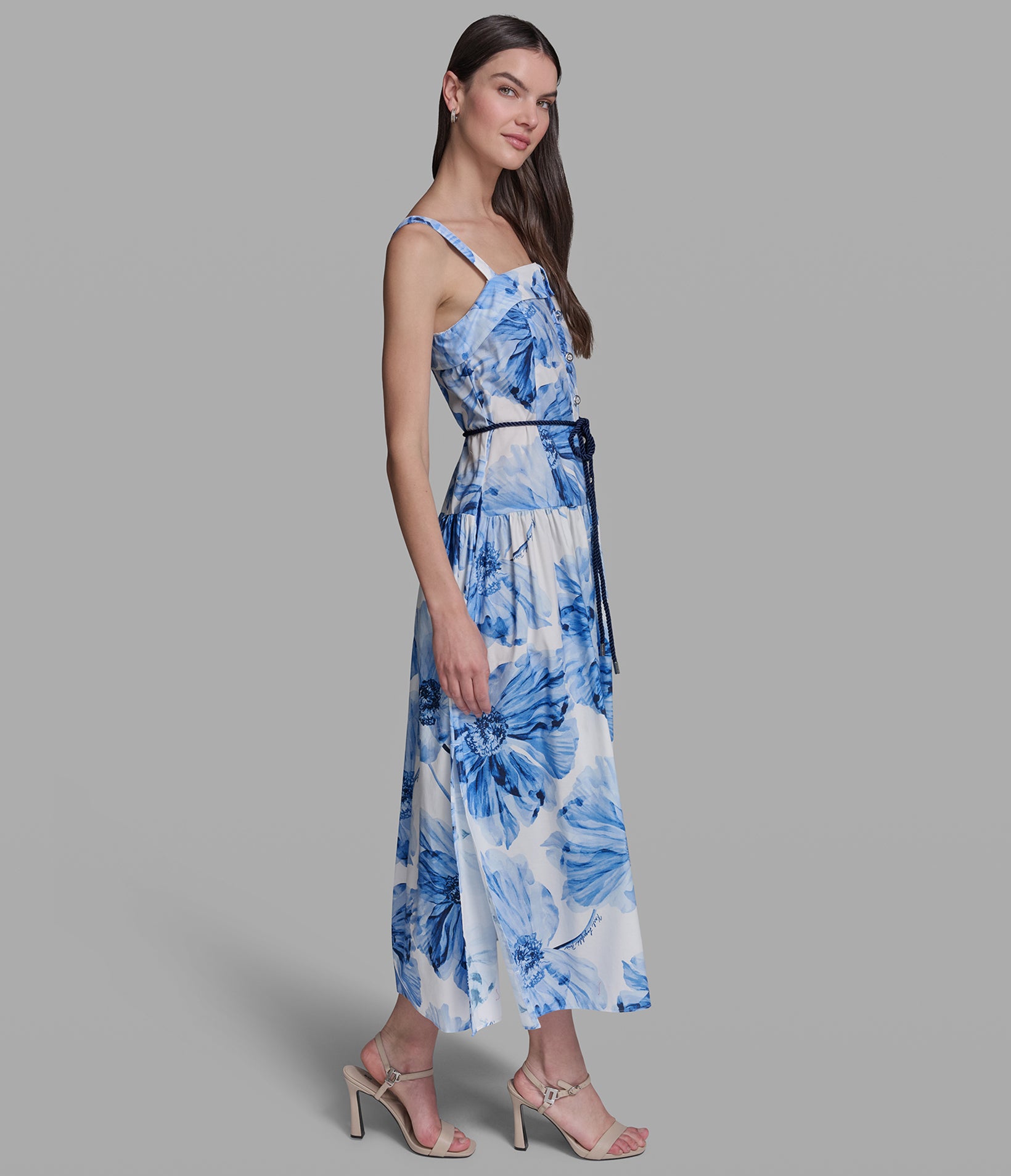 SLEEVELESS SIGNATURE FLORAL MIDI DRESS VIEW 4